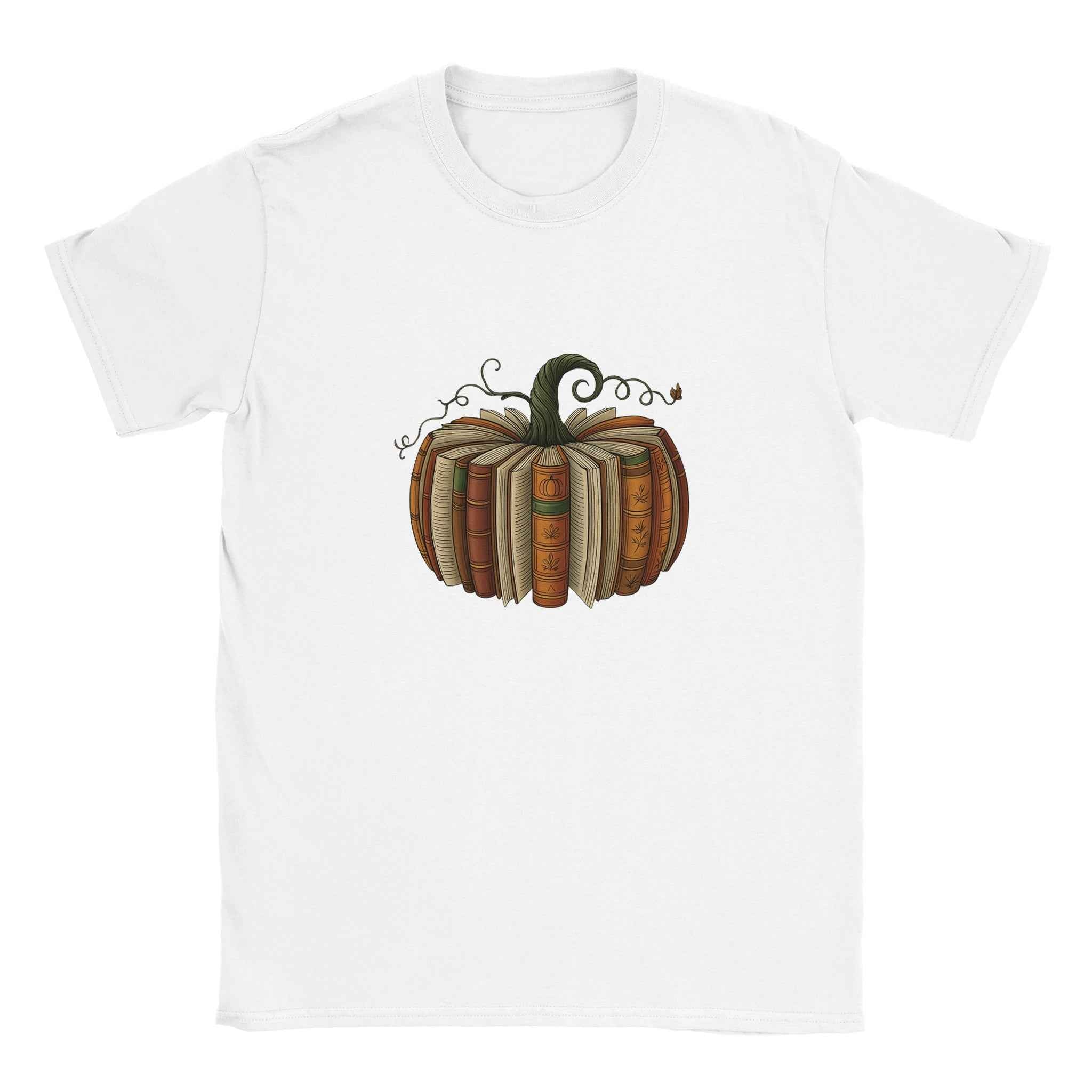 Bookish Pumpkin Halloween T-Shirt – Literary Fall Vibes & Cozy Comfort in Your Choice of Colors