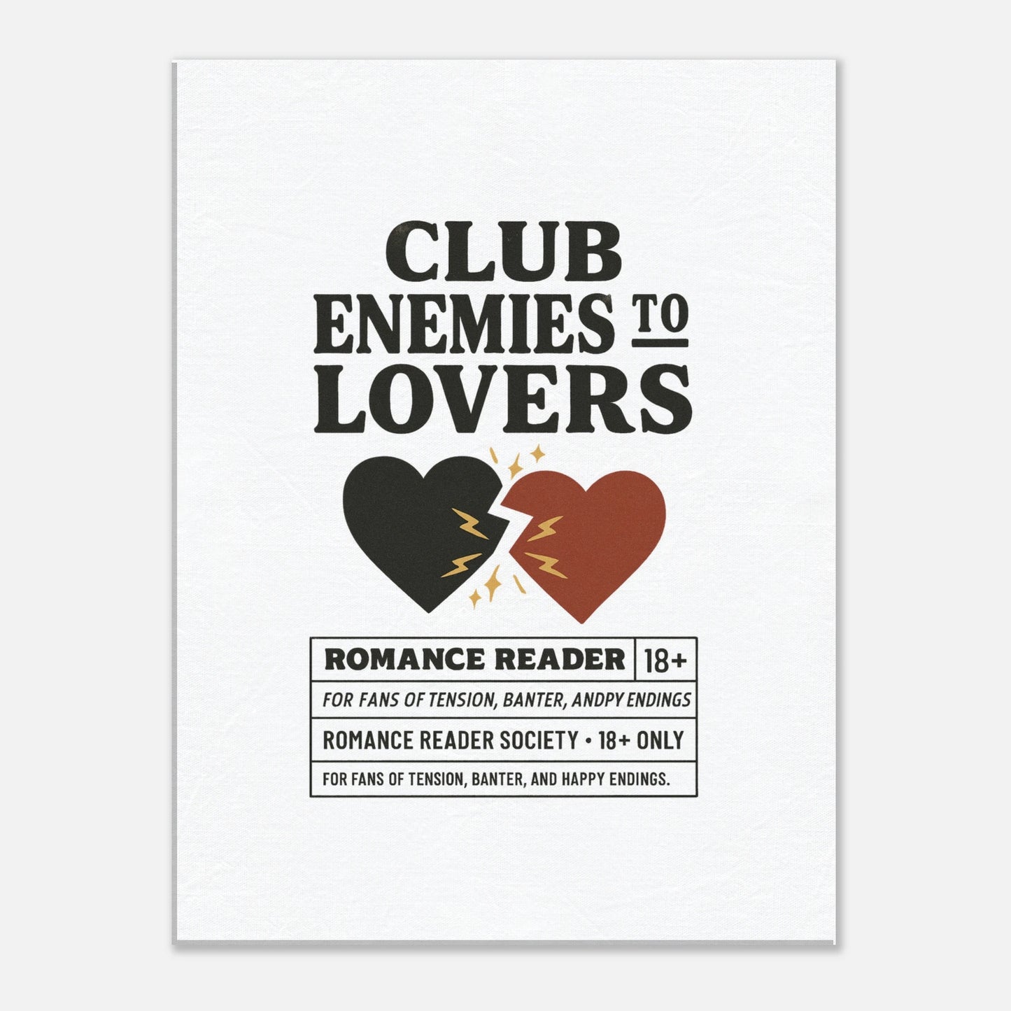 Enemies to Lovers Club Canvas – Romance Reader Wall Art - F4 Custom Prints