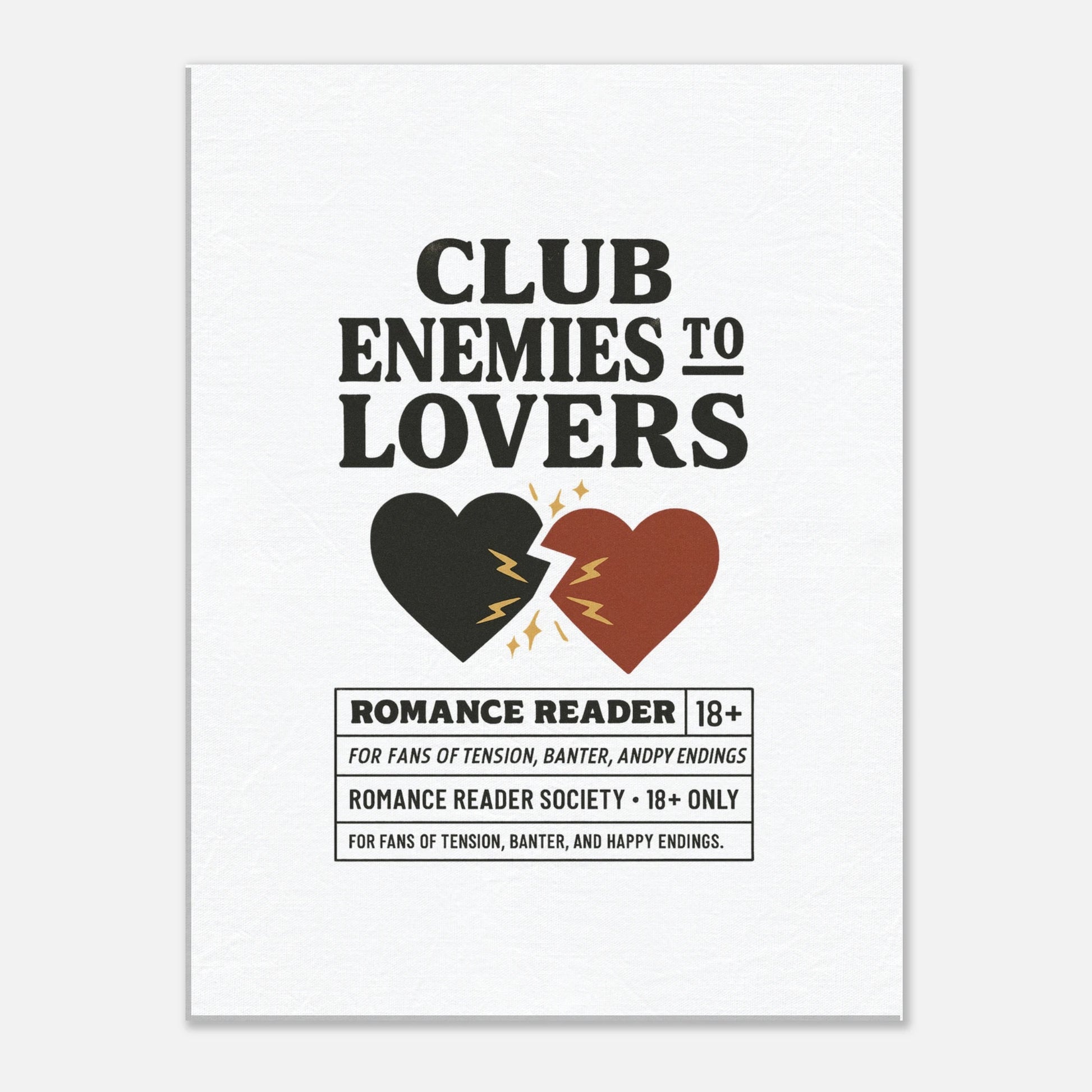 Enemies to Lovers Club Canvas – Romance Reader Wall Art - F4 Custom Prints