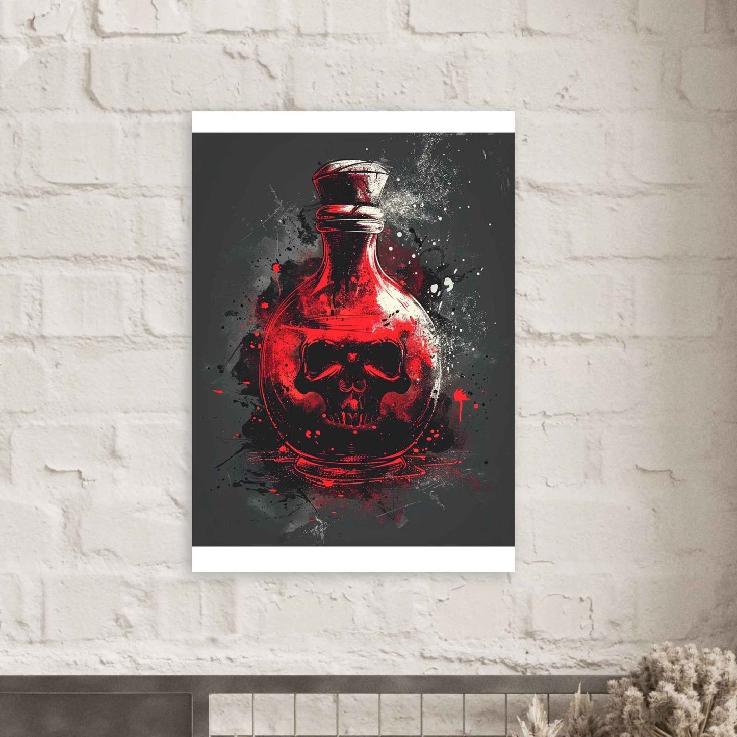 "Crimson Elixir" Poster – Gothic Skull Potion Bottle Wall Art (Multiple Sizes Available)