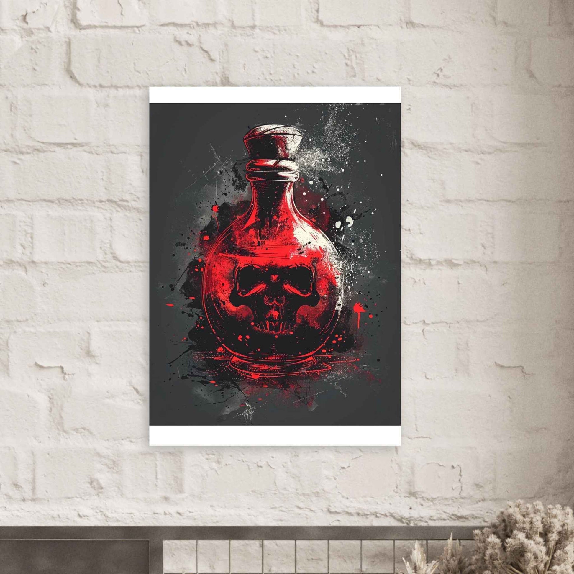"Crimson Elixir" Poster – Gothic Skull Potion Bottle Wall Art (Multiple Sizes Available)