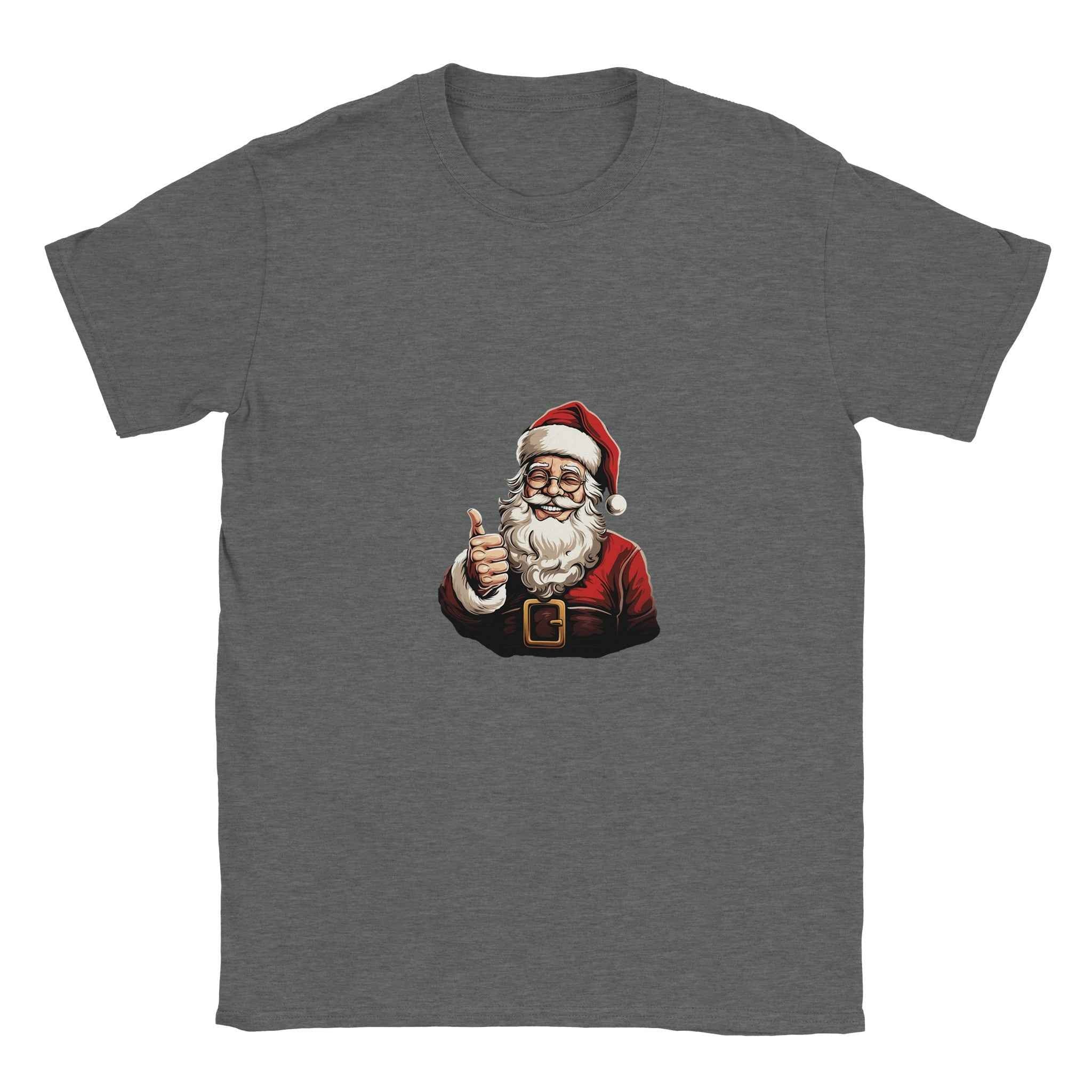 Jolly Santa Thumbs Up Christmas Tee – Festive Holiday Graphic Shirt in Multiple Colors