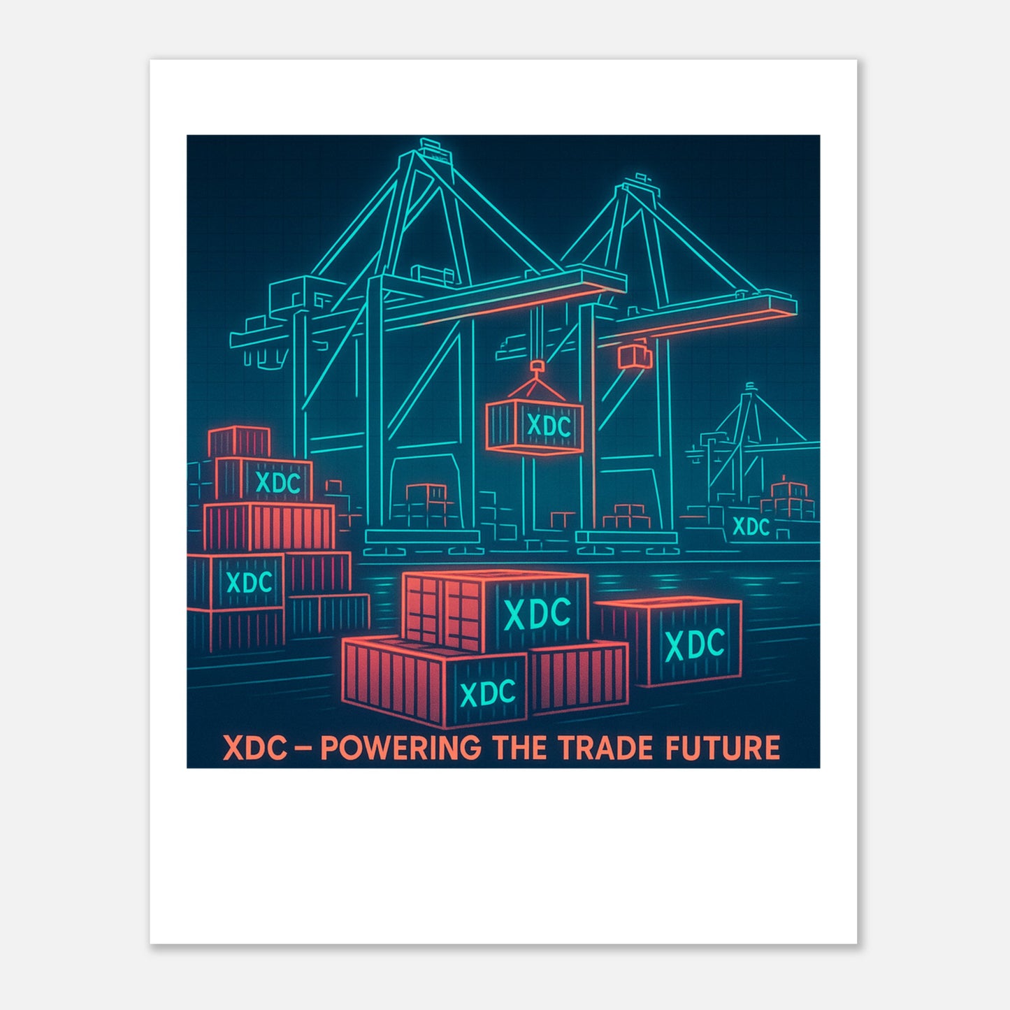 XDC Powering Trade Future Poster – Neon Tech Crypto Wall Art - F4 Custom Prints