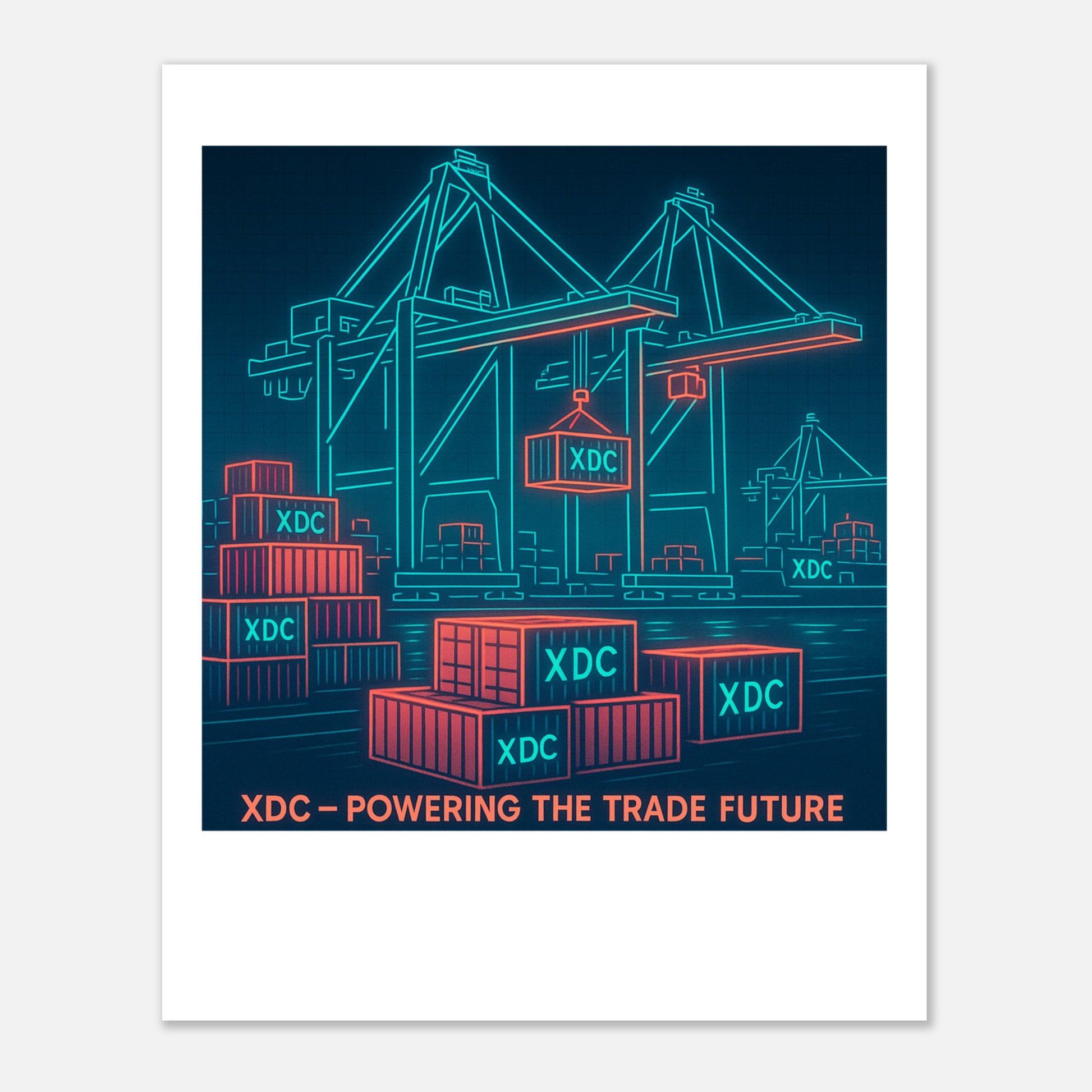 XDC Powering Trade Future Poster – Neon Tech Crypto Wall Art - F4 Custom Prints