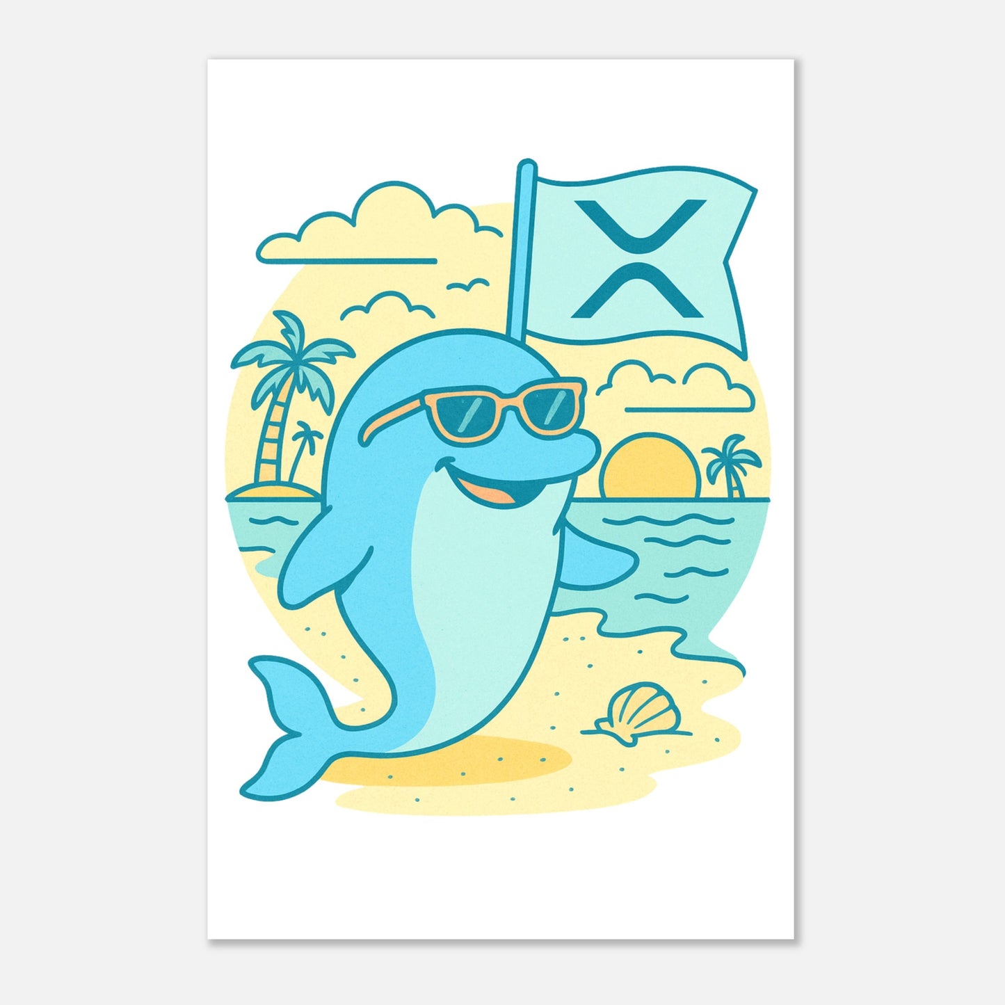 XRP Dolphin Poster – Crypto Beach Wall Art - F4 Custom Prints