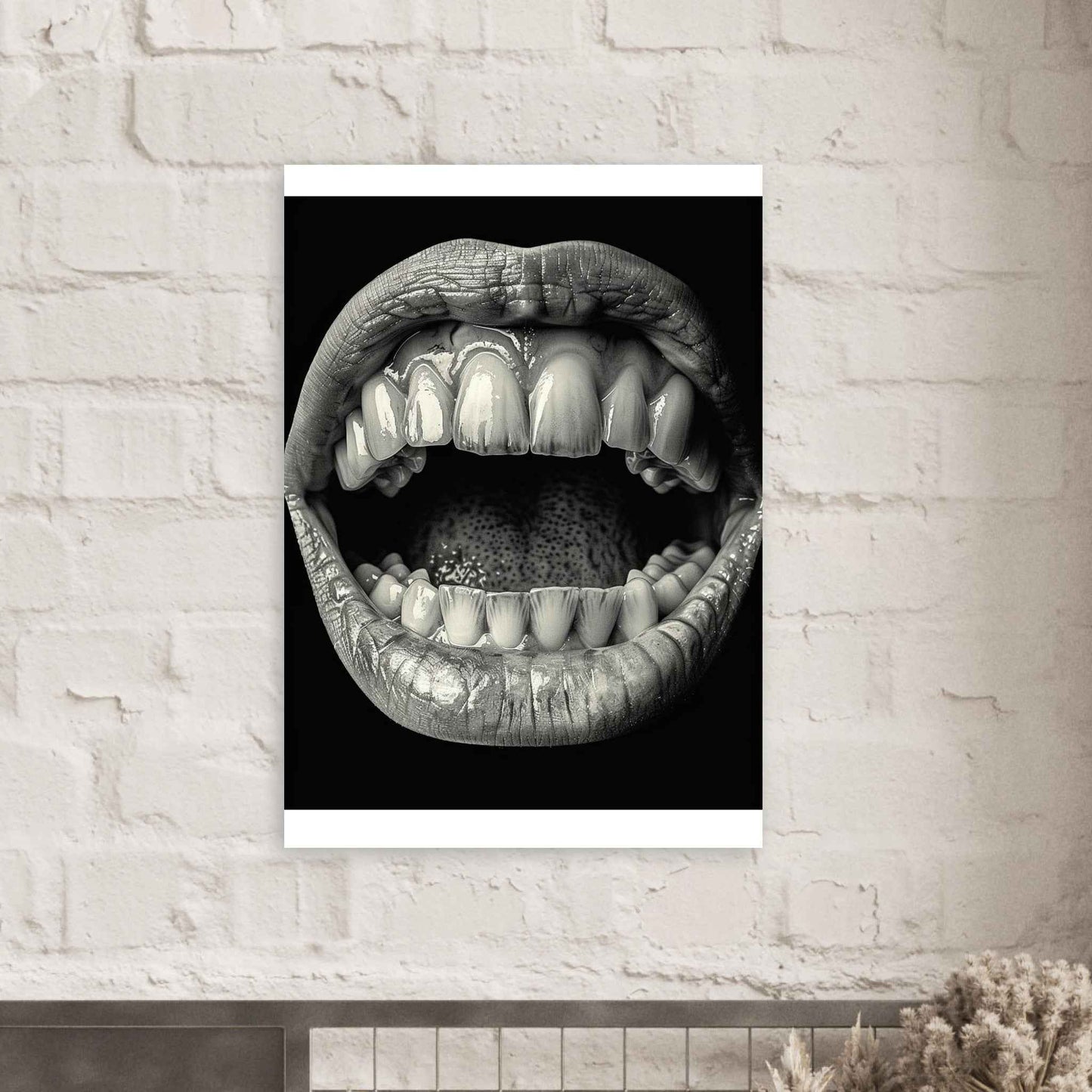 “Open Mouth & Teeth” Poster – Striking Black and White Art (Multiple Sizes Available)