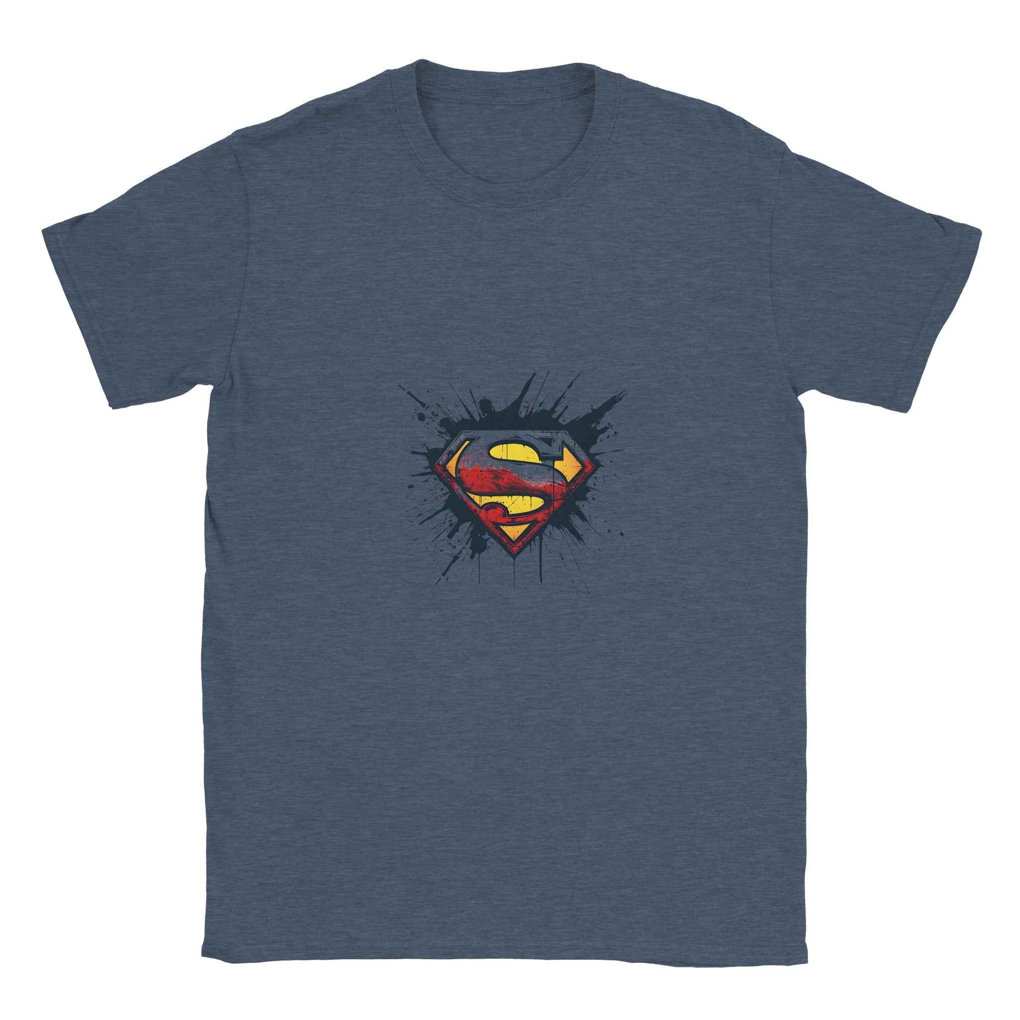 Distressed Superman Shield T-Shirt – Heroic Comic-Inspired Graphic Tee in Your Choice of Ten Bold Hues