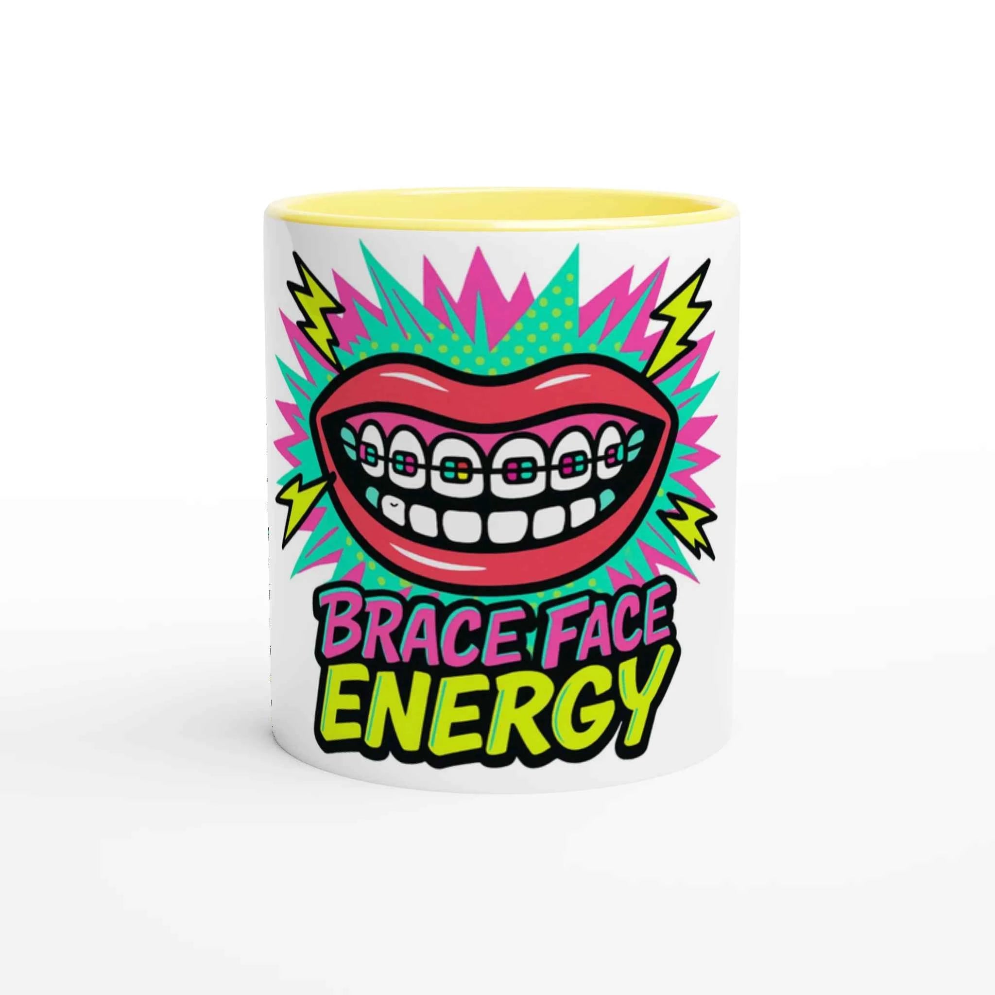 Brace Face Energy 11oz Coffee Mug with Color Inside