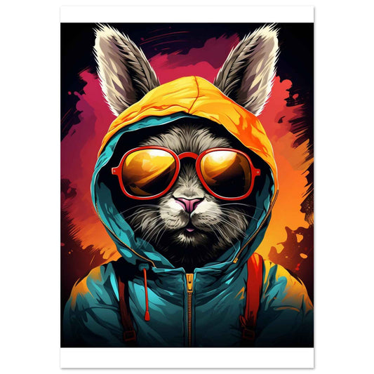 "Street Style Bunny" Poster – Vibrant Pop Art Wall Decor (Multiple Sizes Available)
