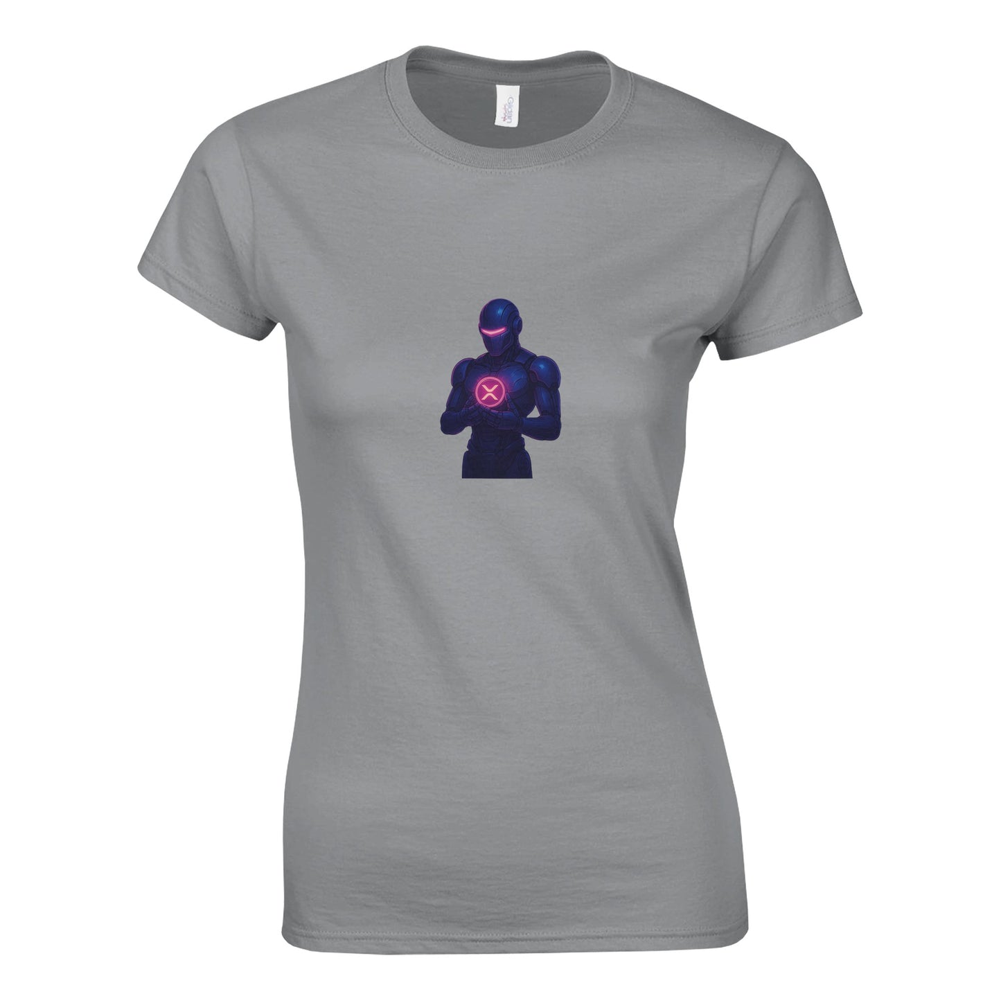 XRP Women’s T-Shirt – Robotic Guardian Crypto Tee - F4 Custom Prints
