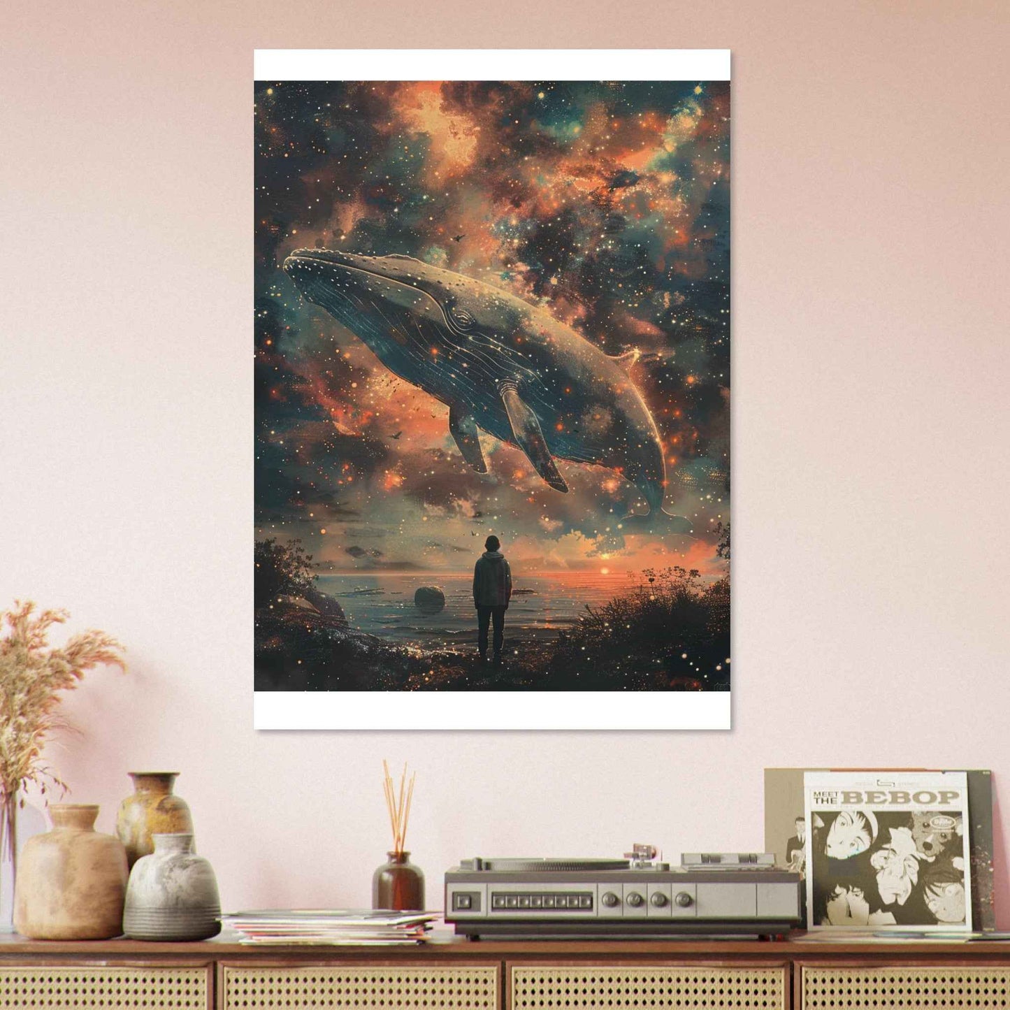 "Cosmic Whale" Poster – Mystical Starry Night Sky Wall Art (Multiple Sizes Available)