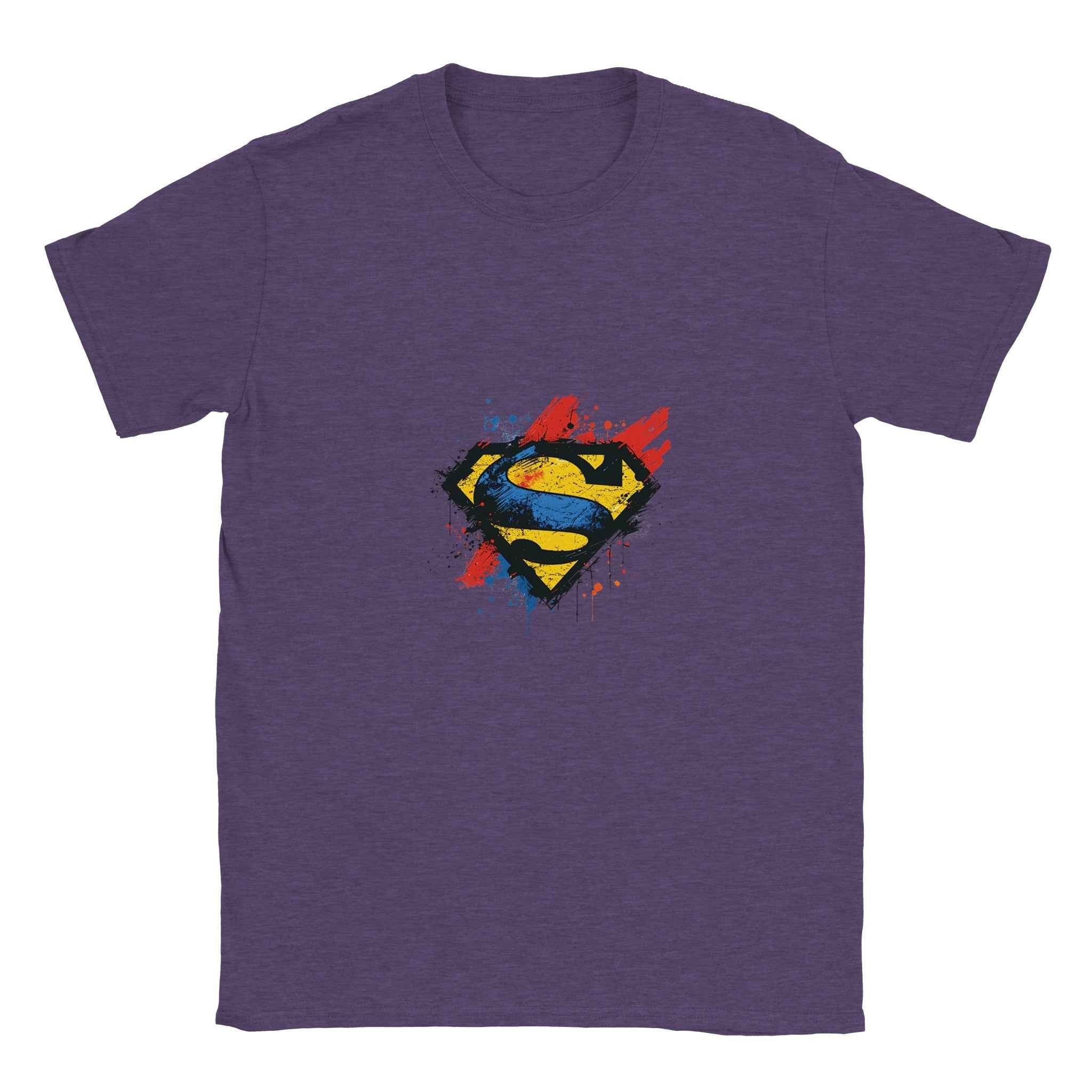 Abstract Splatter Superman Emblem T-Shirt – Heroic Comic-Inspired Graphic Tee in Vibrant Colors