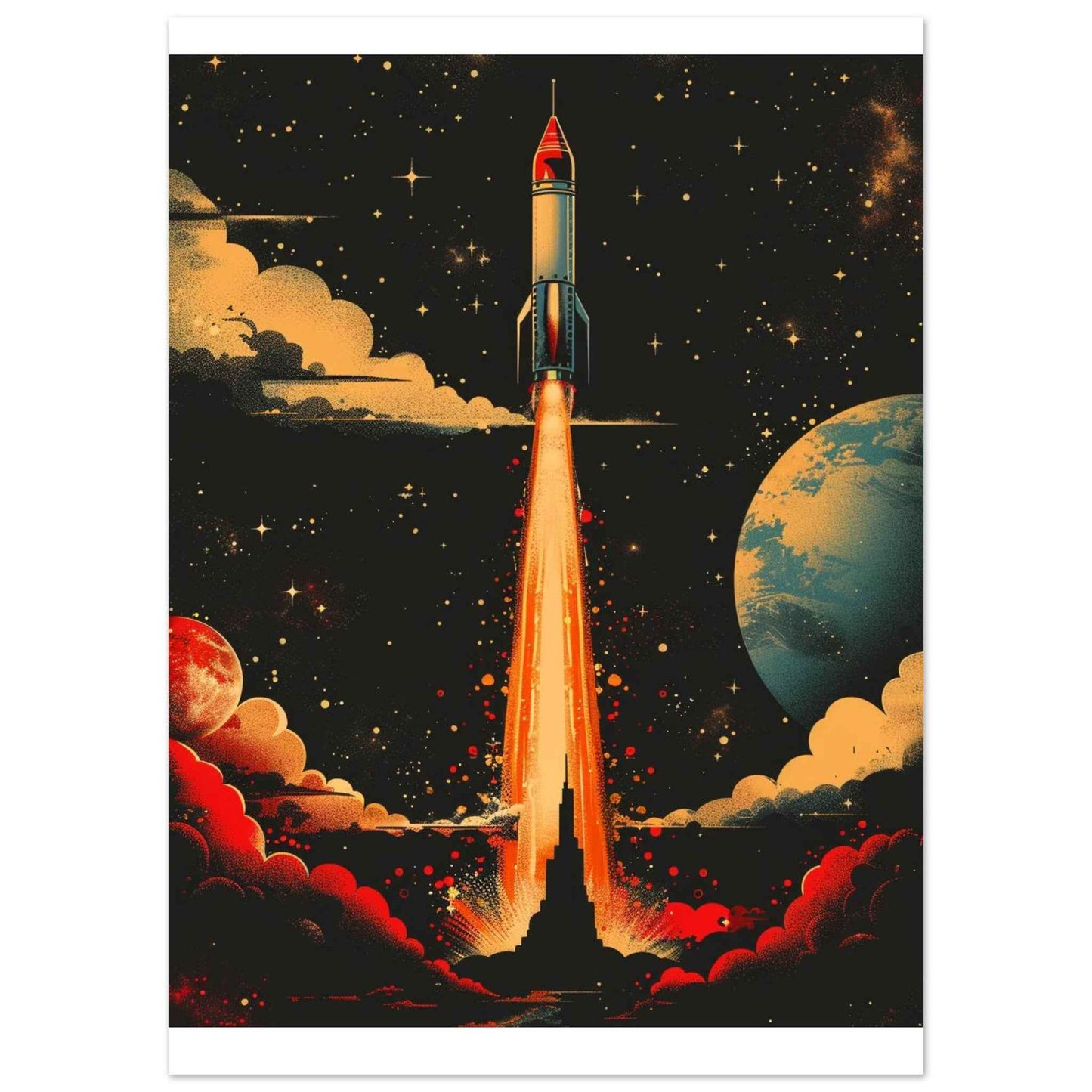 "Cosmic Launch" Poster – Retro Sci-Fi Space Art Print for Home & Office (Multiple Sizes Available)