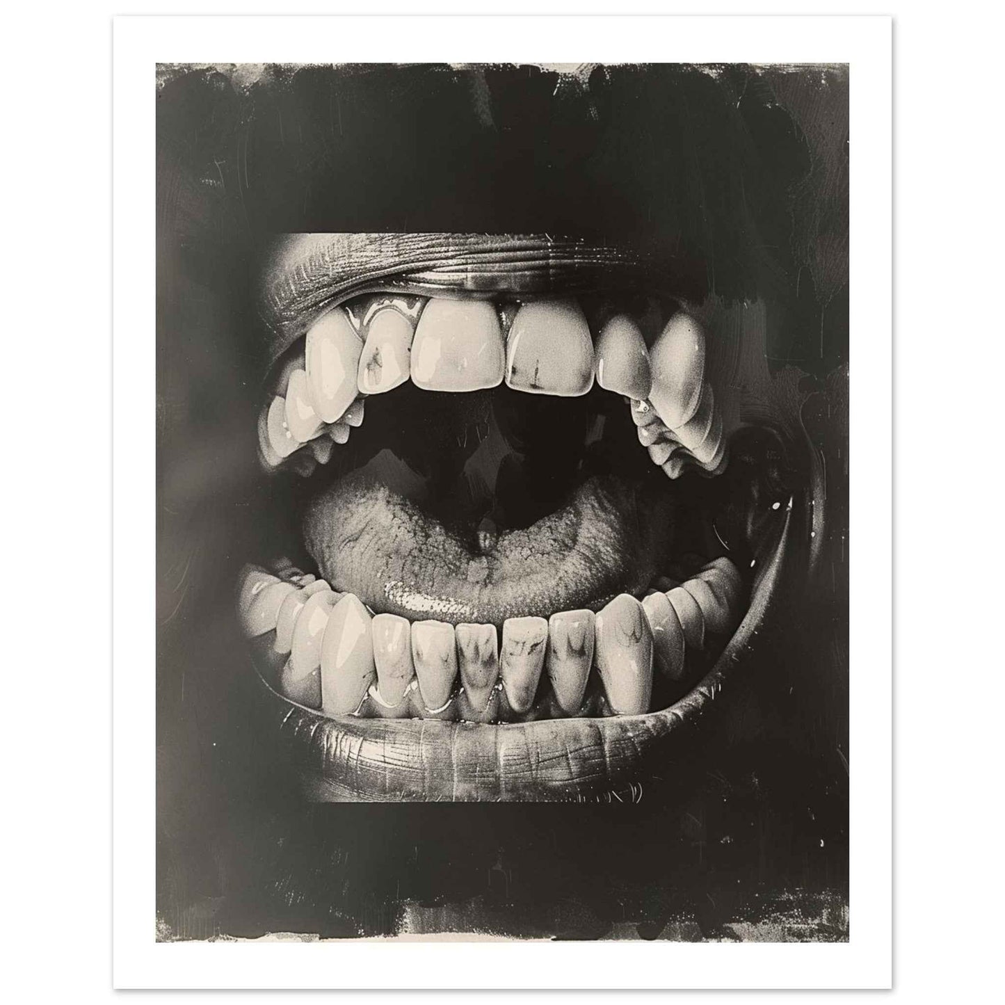 Open Mouth Portrait Poster – Striking Black & White Wall Art (Multiple Sizes Available)