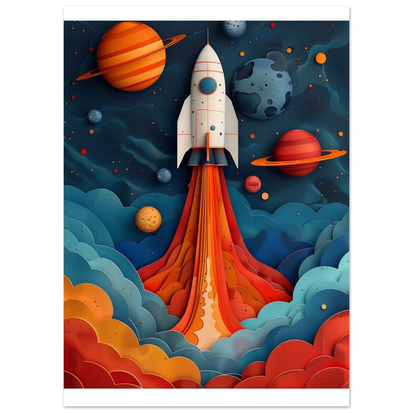 "Blast Off!" Poster – Whimsical Space Adventure Wall Art (Multiple Sizes Available)