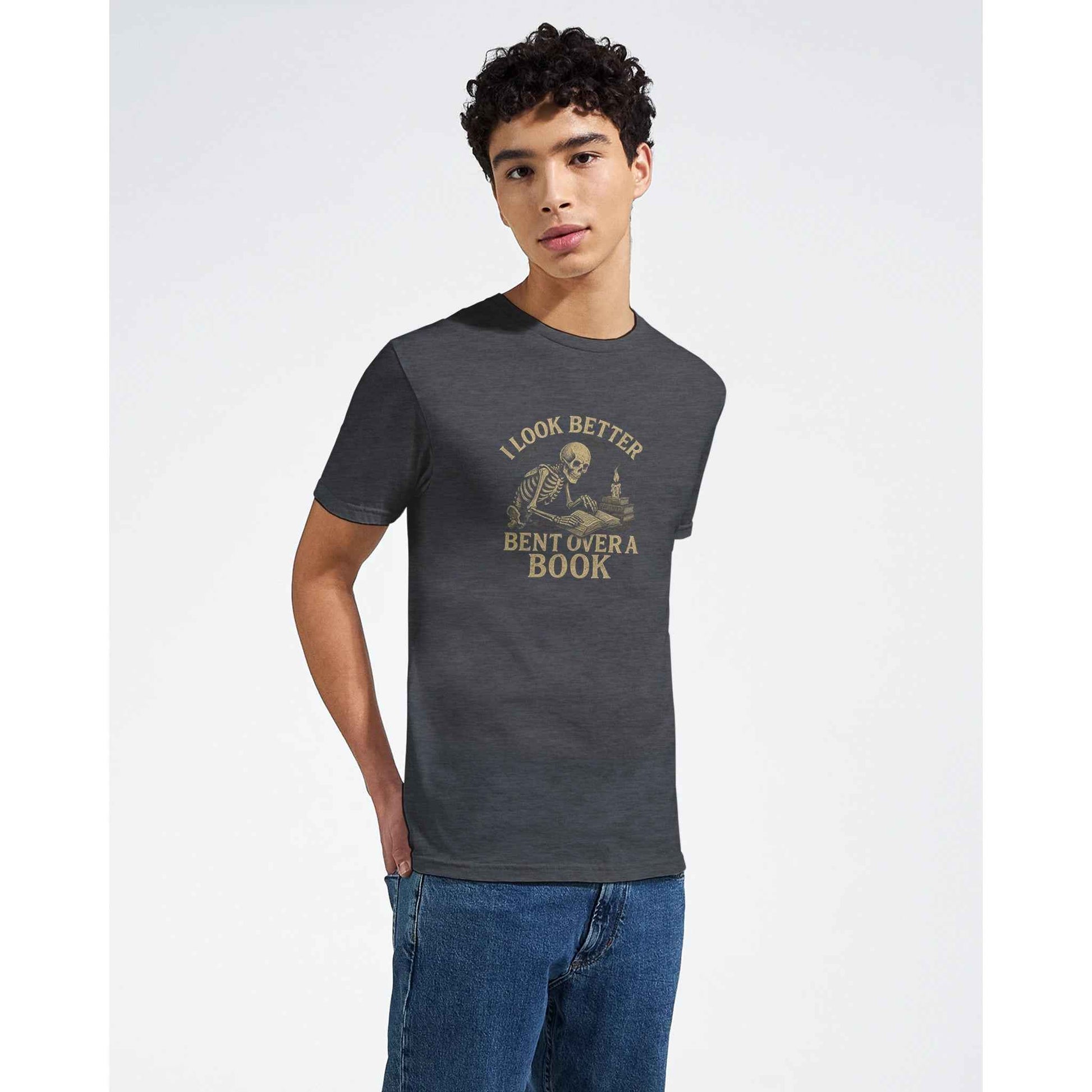 "I Look Better Bent Over a Book" Bookish T-Shirt – Spooky & Snarky Reader Design in Multiple Colors