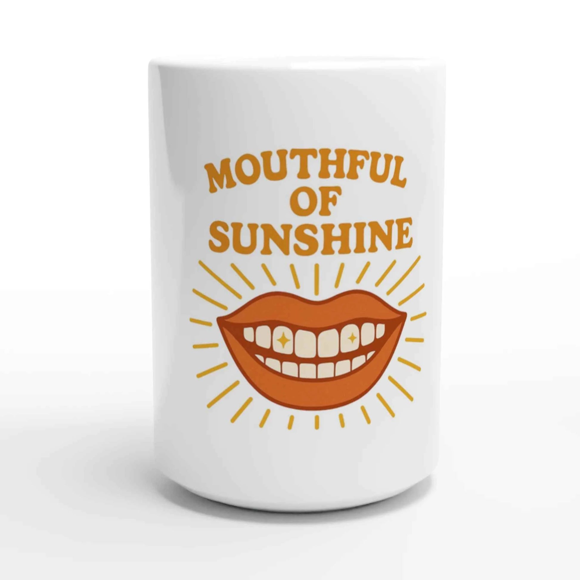 Mouthful of Sunshine Ceramic Mug – Retro Smile Coffee Cup