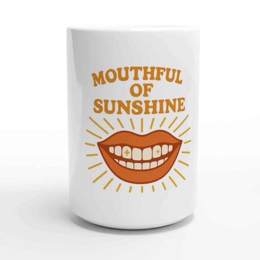 Mouthful of Sunshine Ceramic Mug – Retro Smile Coffee Cup