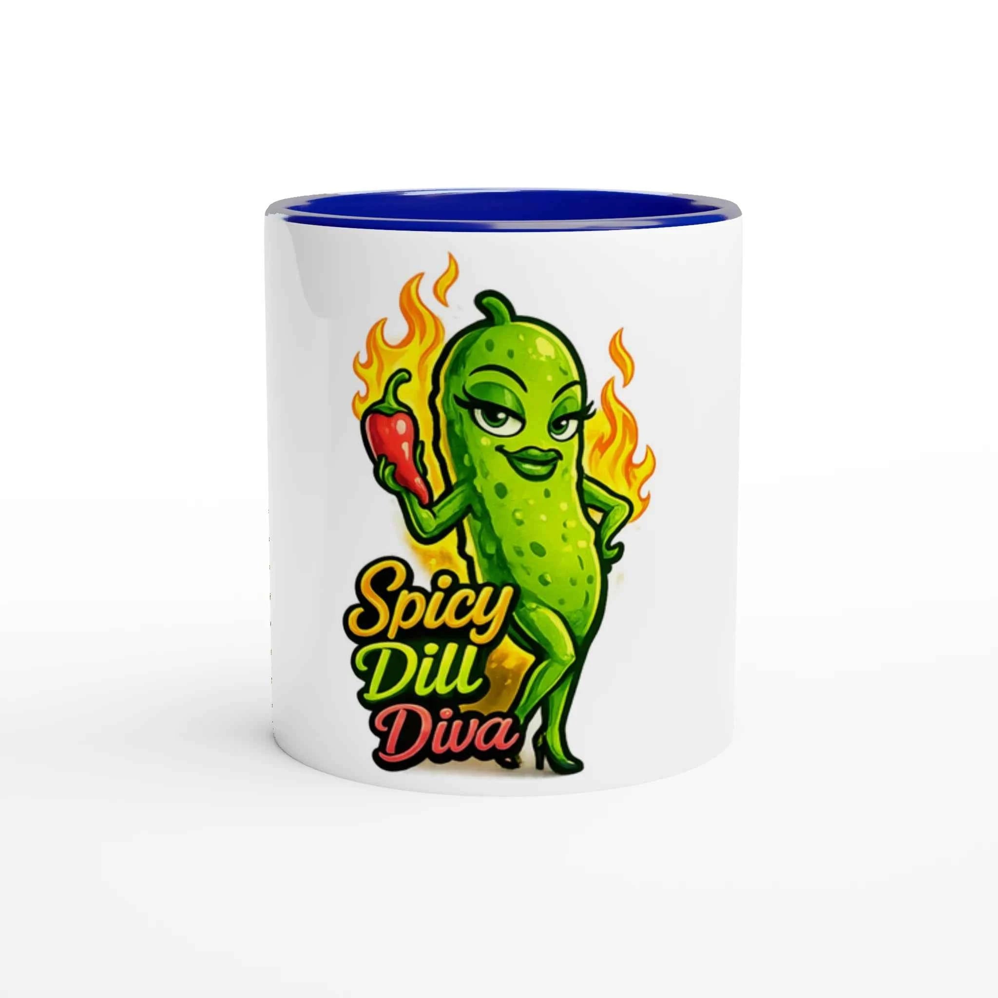 Spicy Dill Diva Pickle 11oz Coffee Mug with Color Inside