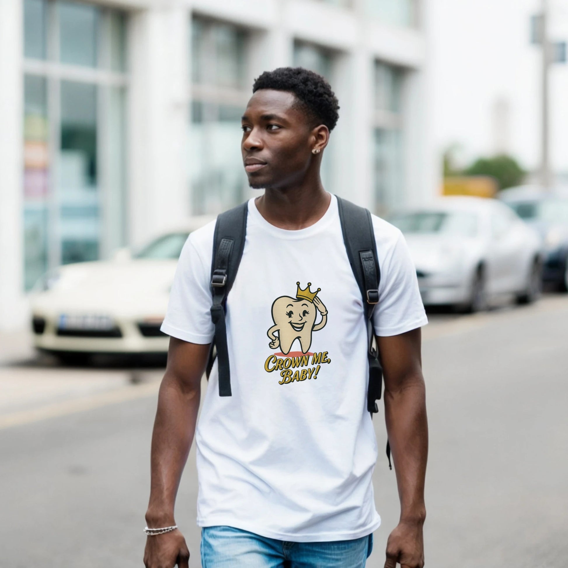 Crown Me Baby Retro Tooth T-Shirt – Vintage Dental Humor Tee - F4 Custom Prints