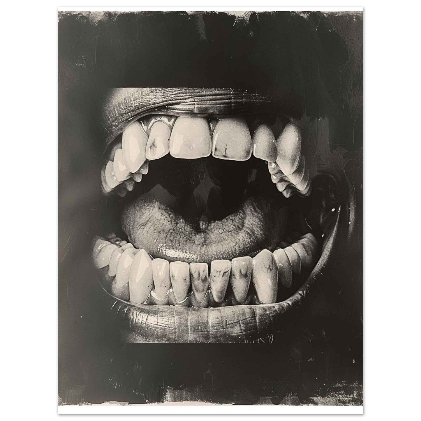 Open Mouth Portrait Poster – Striking Black & White Wall Art (Multiple Sizes Available)
