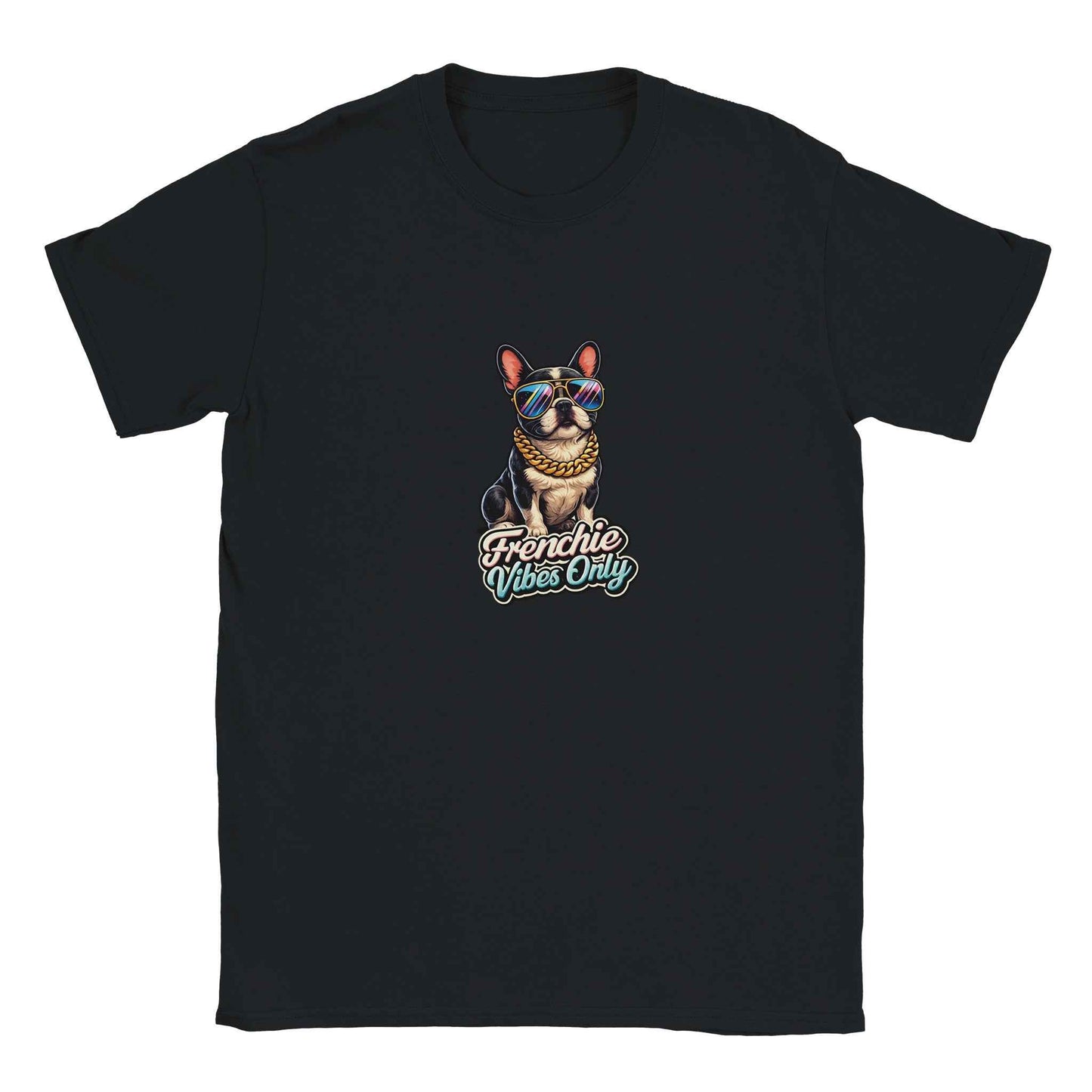 "Frenchie Vibes Only" Frenchie T-Shirt – Groovy Retro French Bulldog Design