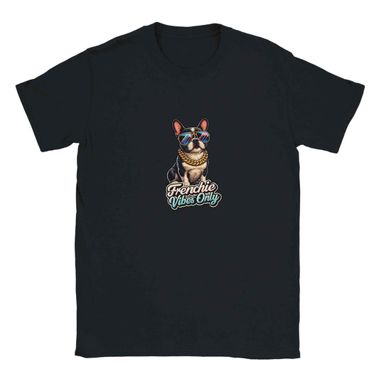 "Frenchie Vibes Only" Frenchie T-Shirt – Groovy Retro French Bulldog Design