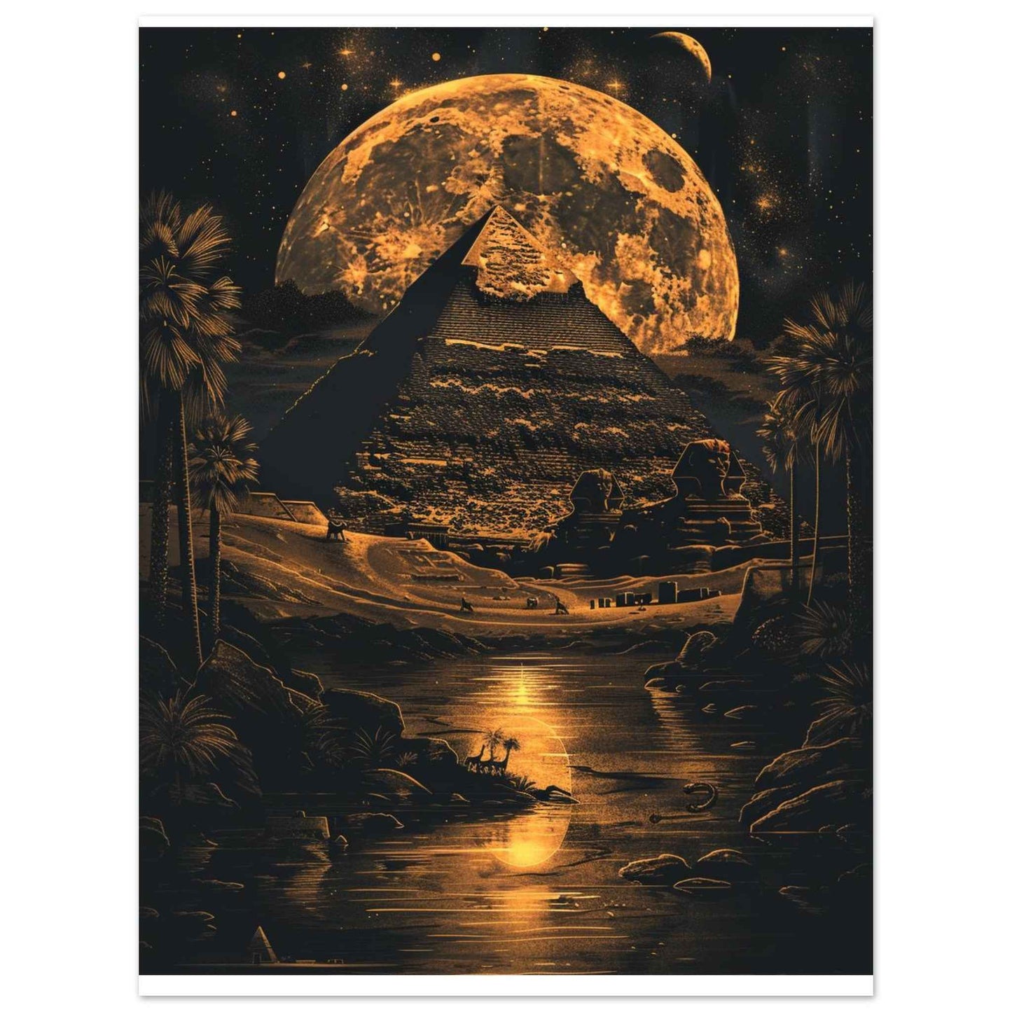 "Desert Moon Pyramid" Poster – Mystical Egyptian Wall Art (Multiple Sizes Available)