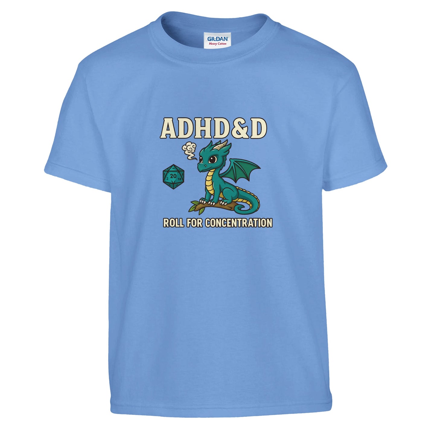 ADHD &D Kids T-Shirt — Roll for Concentration Dragon Edition - F4 Custom Prints