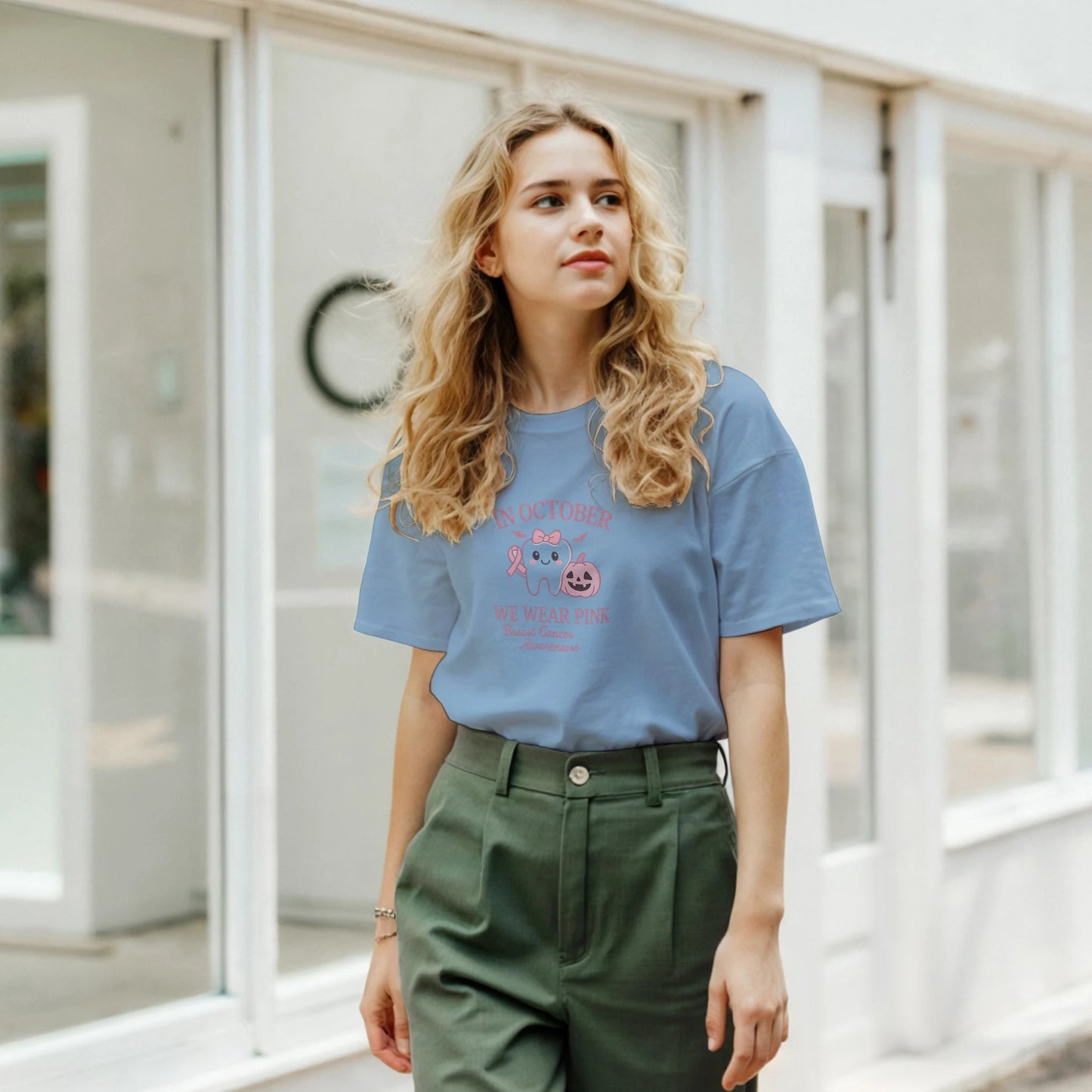 In October We Wear Pink Breast Cancer Awareness Dental Shirt - F4 Custom Prints