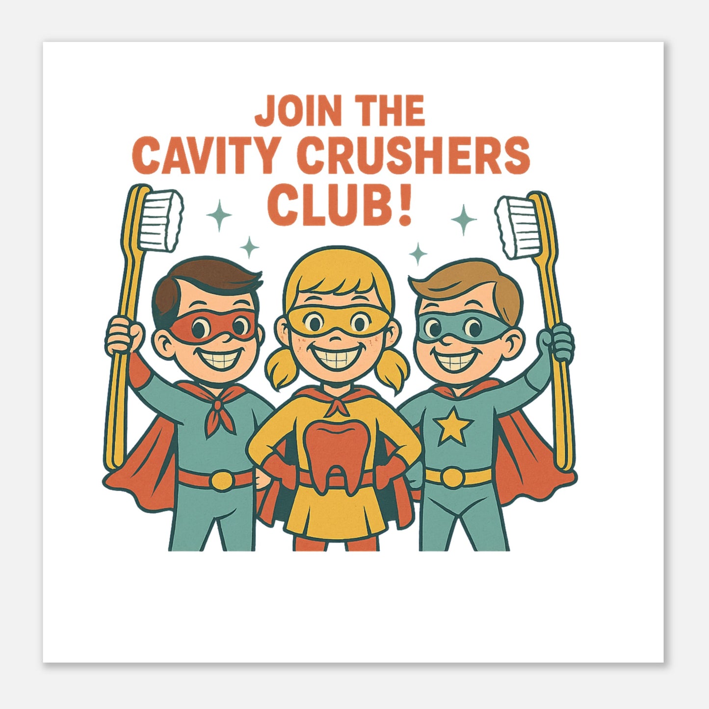Cavity Crushers Club Poster – Dental Superhero Wall Art - F4 Custom Prints