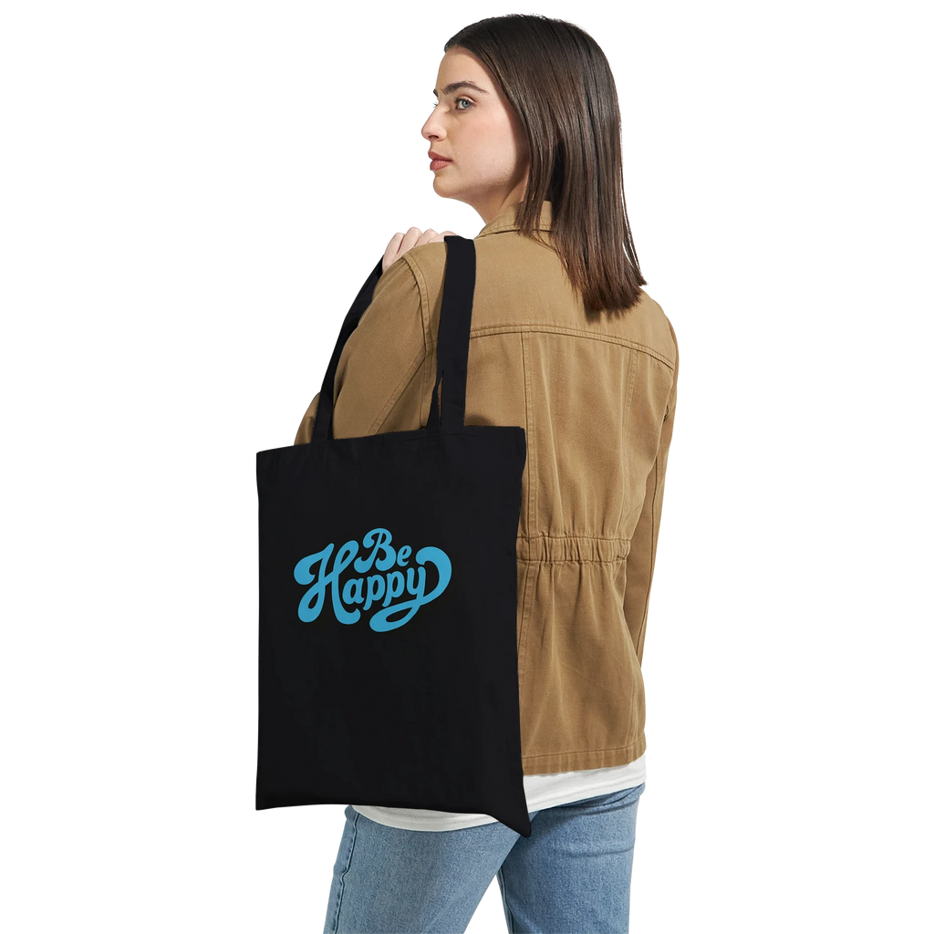 Be Happy Script Tote Bag