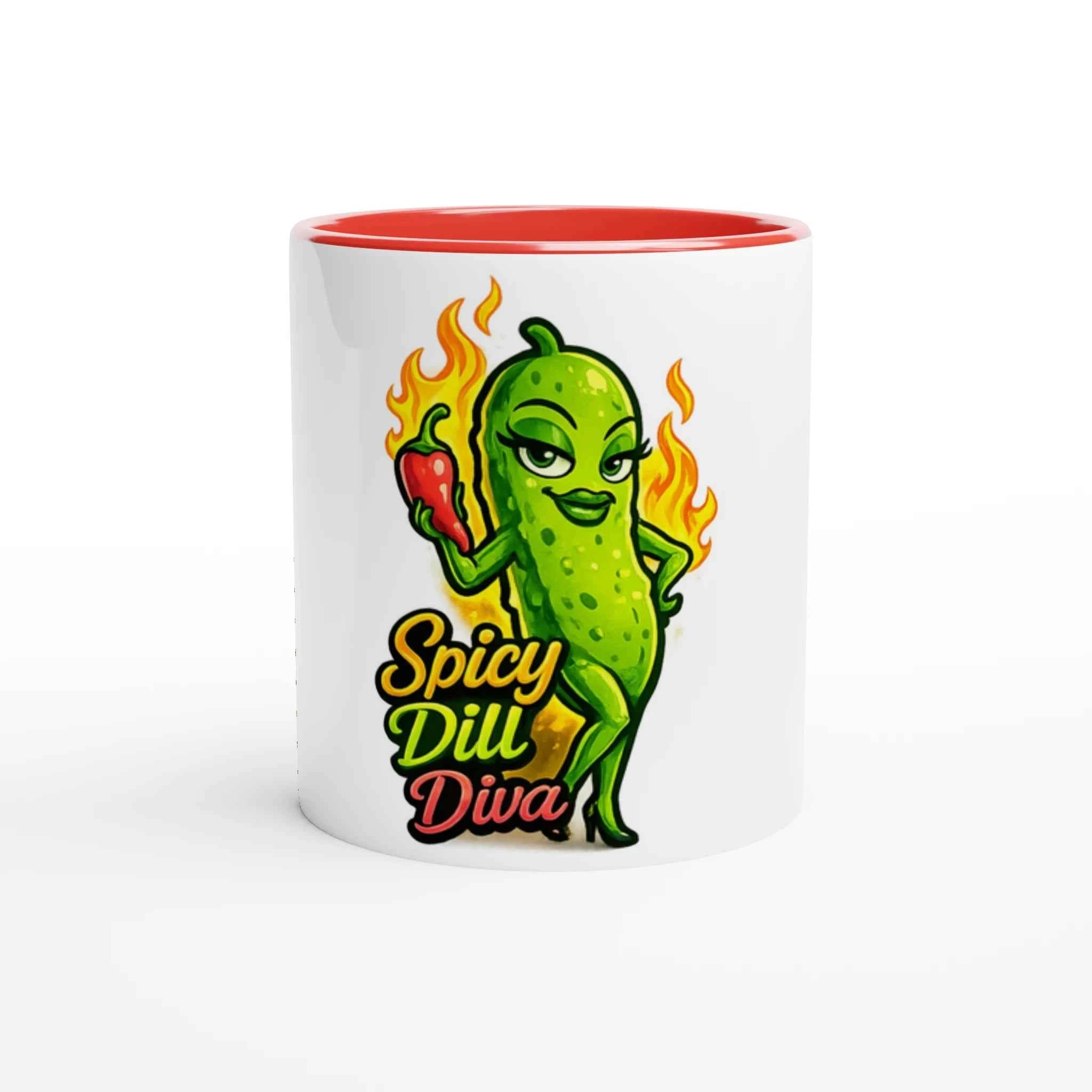 Spicy Dill Diva Pickle 11oz Coffee Mug with Color Inside