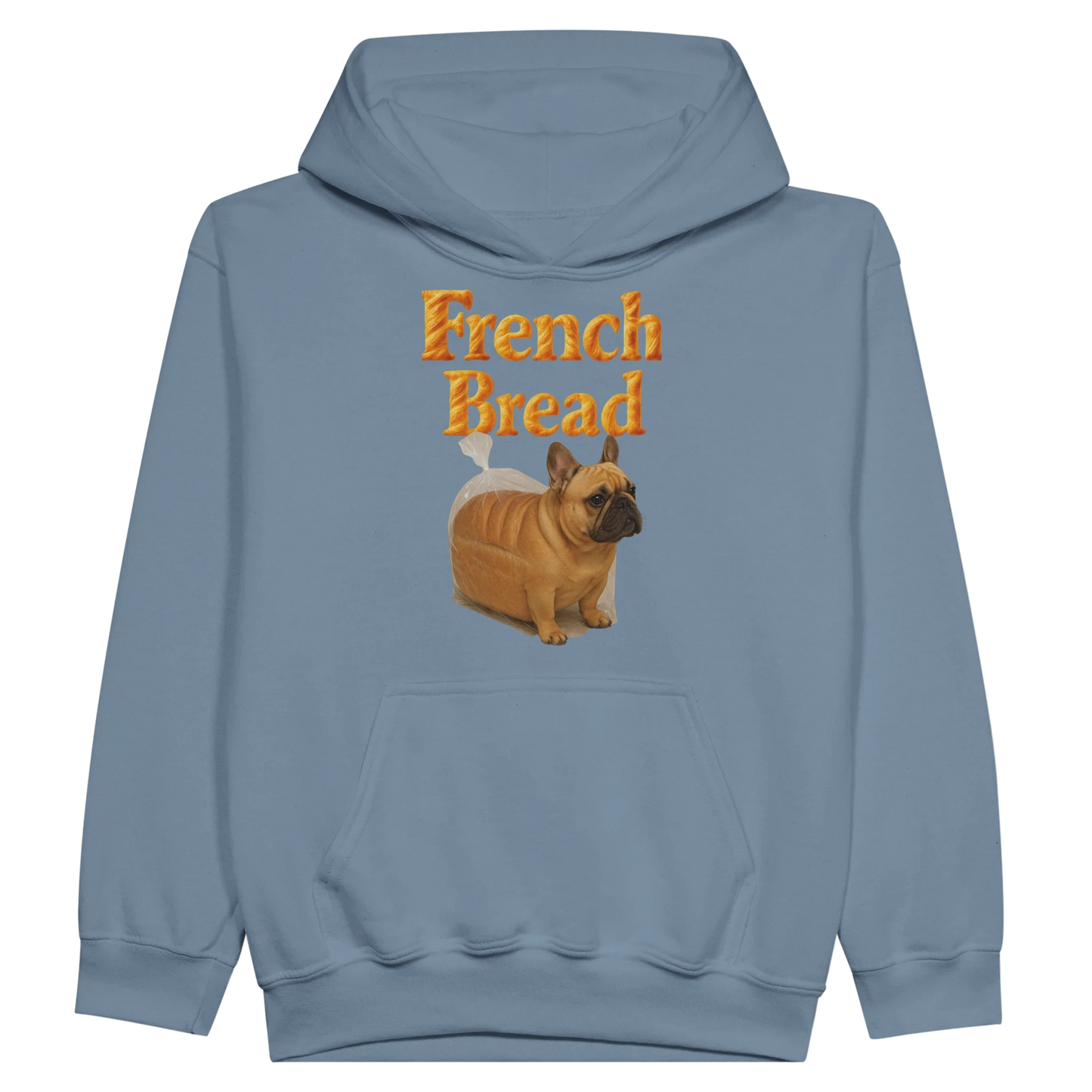 Kids Funny French Bread Bulldog Hoodie