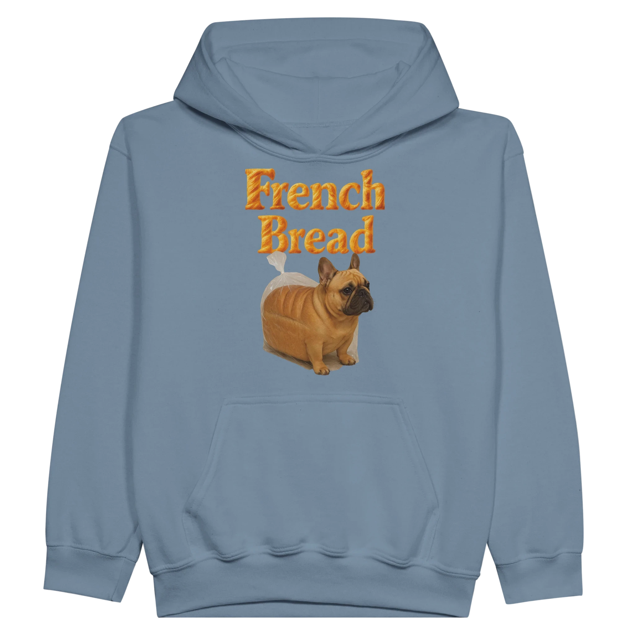 Kids Funny French Bread Bulldog Hoodie