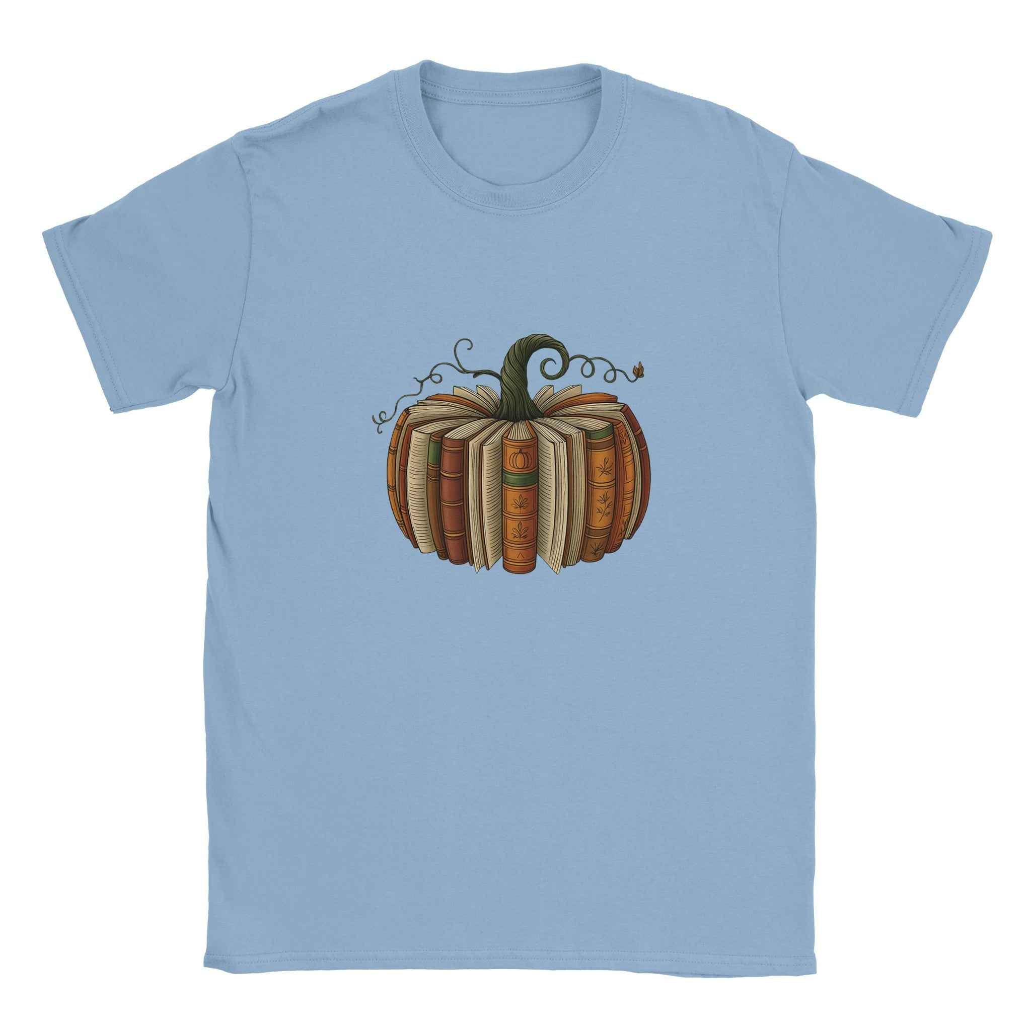 Bookish Pumpkin Halloween T-Shirt – Literary Fall Vibes & Cozy Comfort in Your Choice of Colors