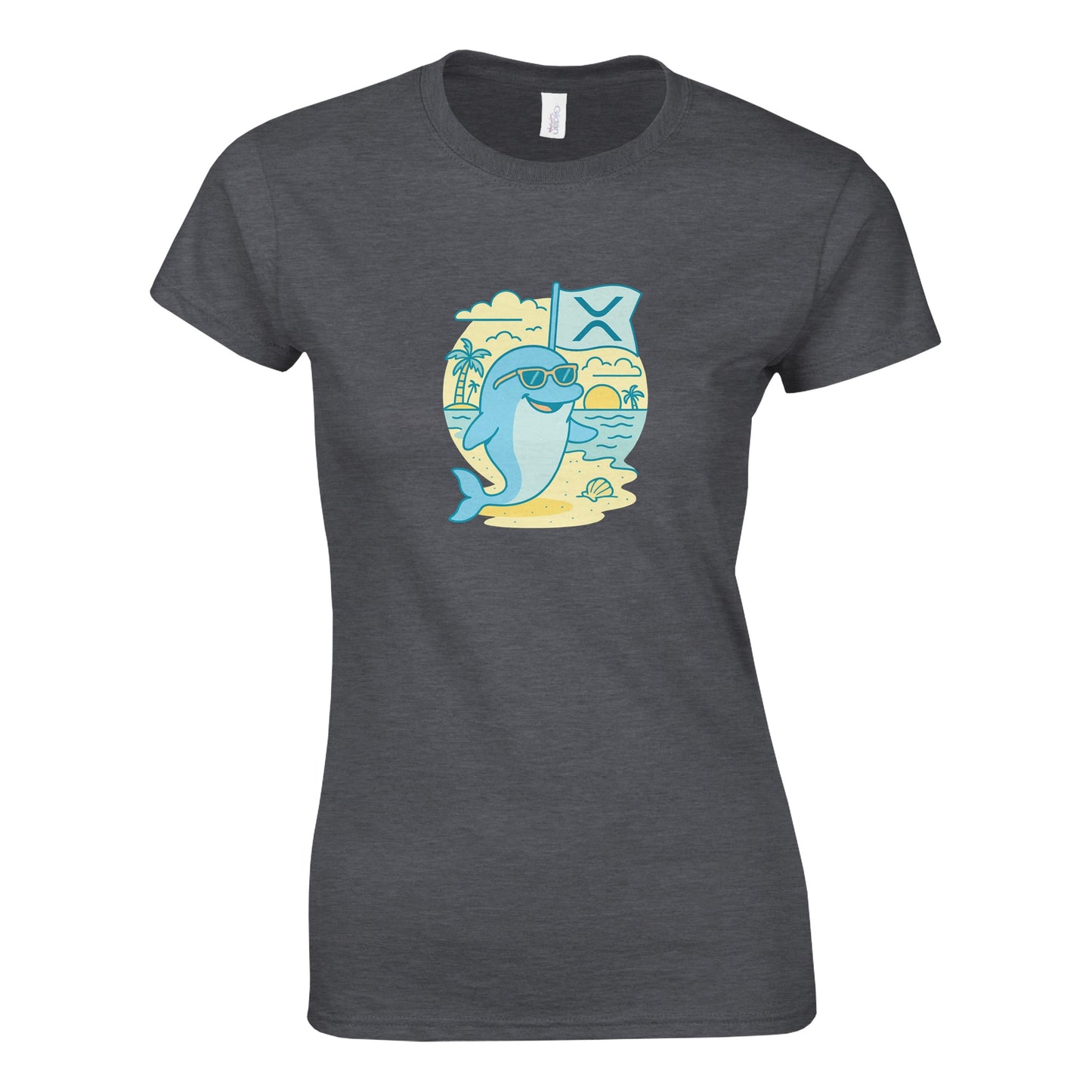 XRP Enthusiast Women's Tee – Tropical Crypto Beach Vibe - F4 Custom Prints