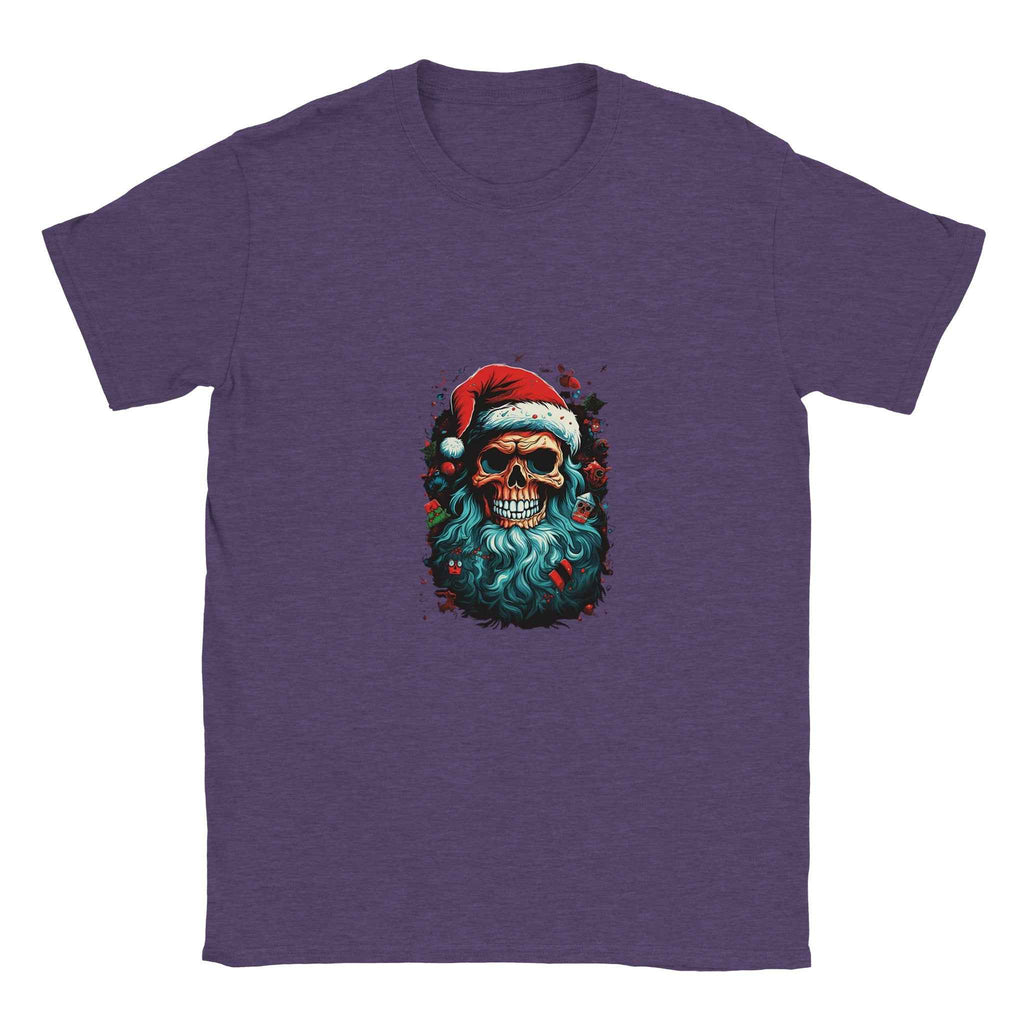 Jolly Santa Skull Christmas Tee – Edgy Holiday Graphic Shirt in Multiple Colors