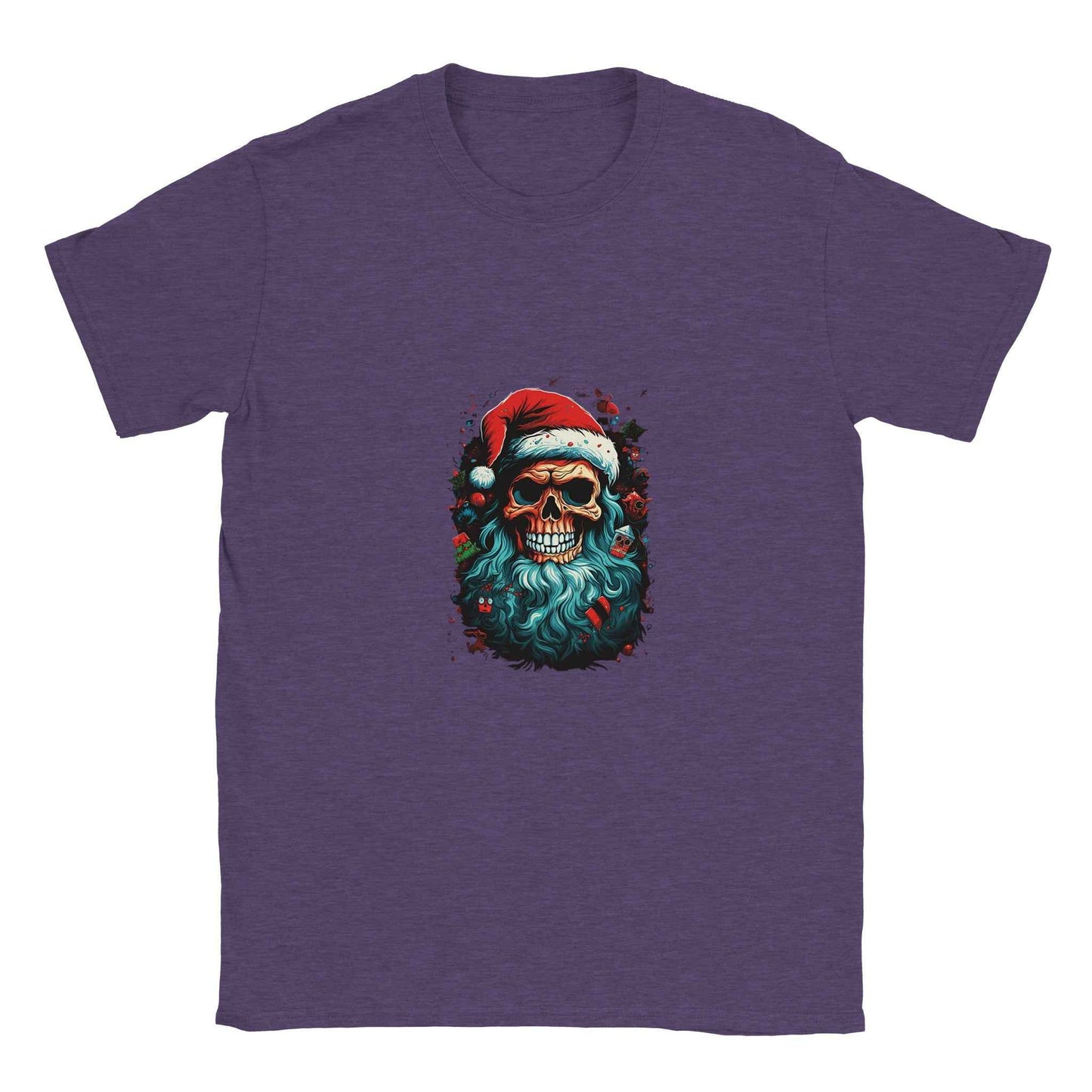 Jolly Santa Skull Christmas Tee – Edgy Holiday Graphic Shirt in Multiple Colors