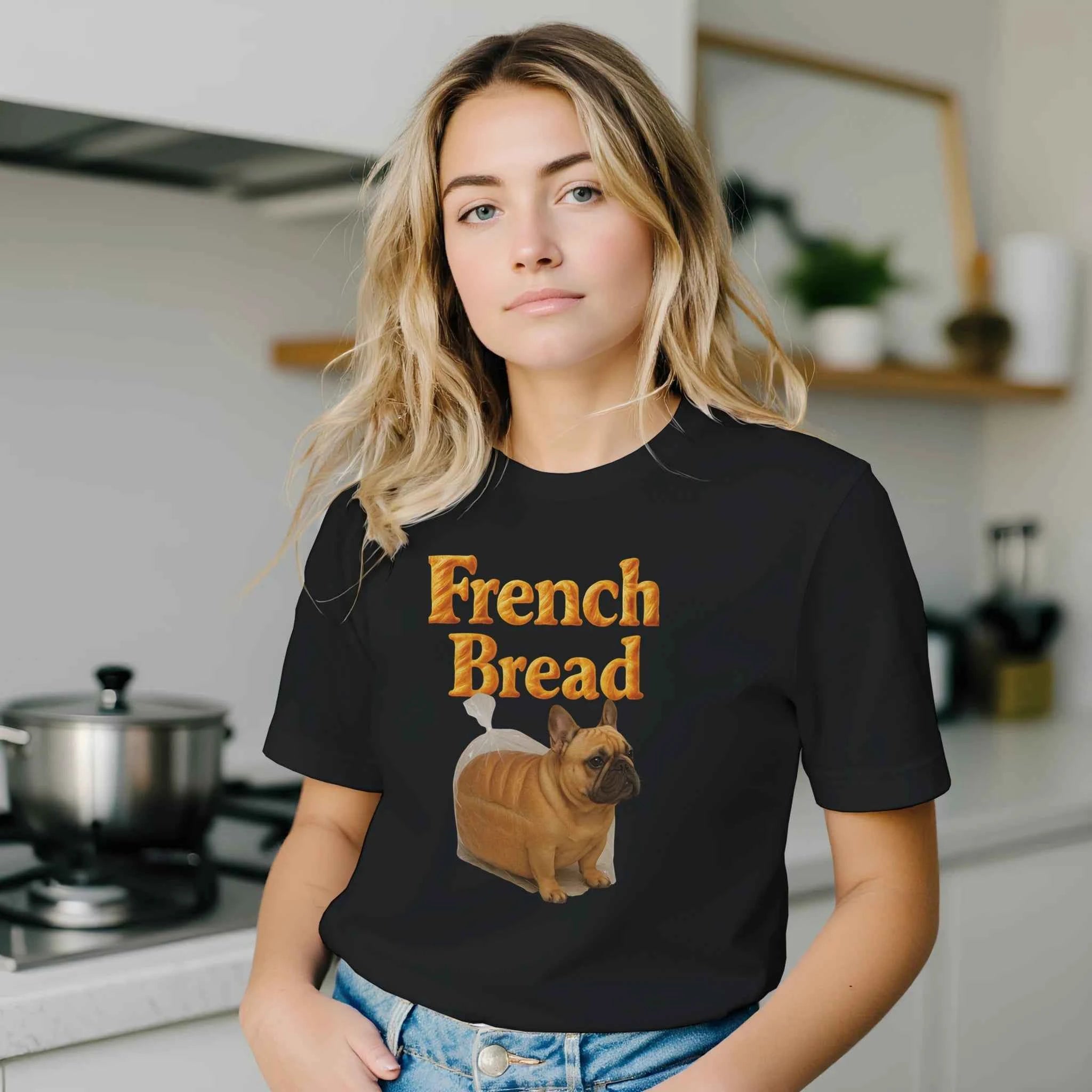Funny French Bread Bulldog T-Shirt