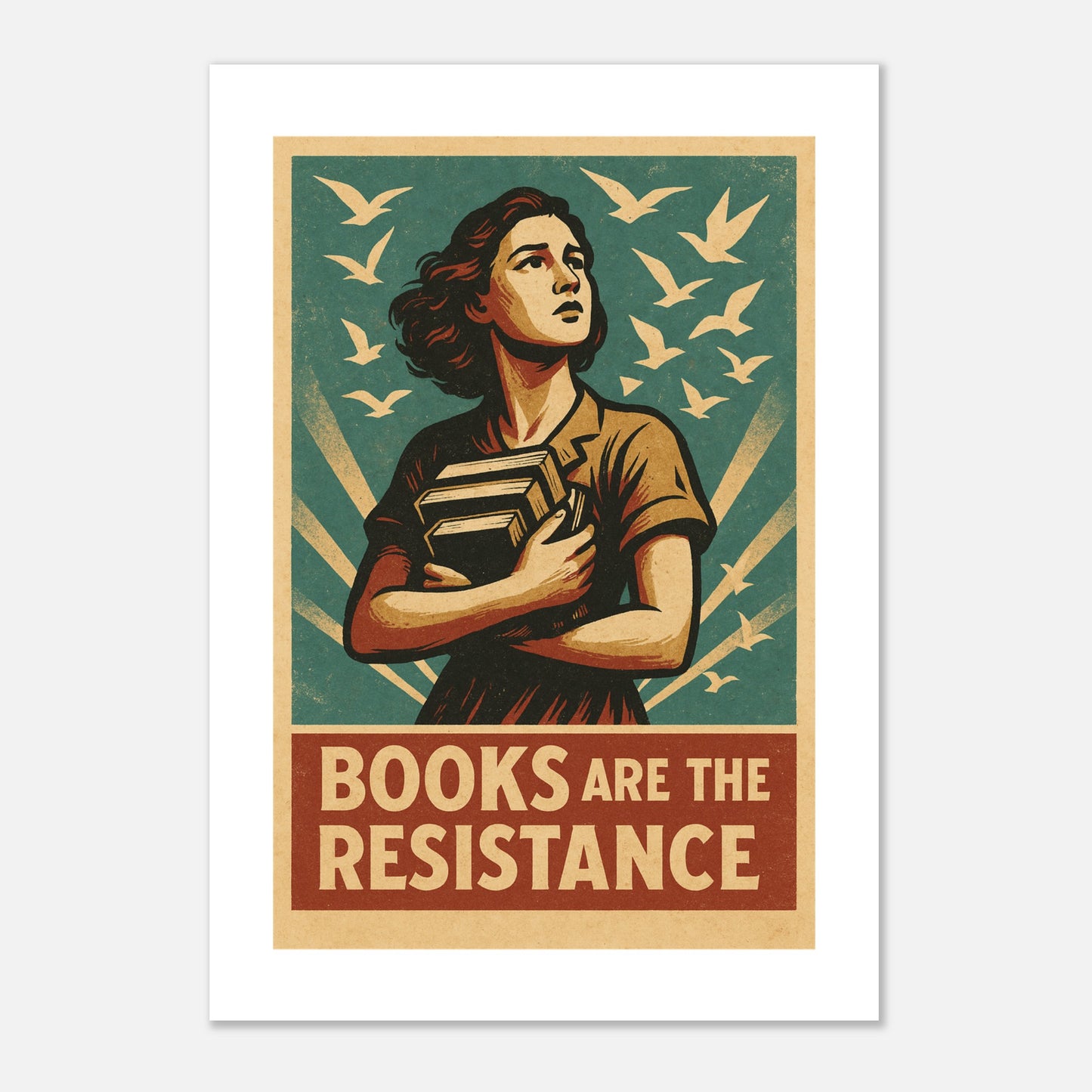 Books Are The Resistance Poster – Vintage Activist Wall Art - F4 Custom Prints