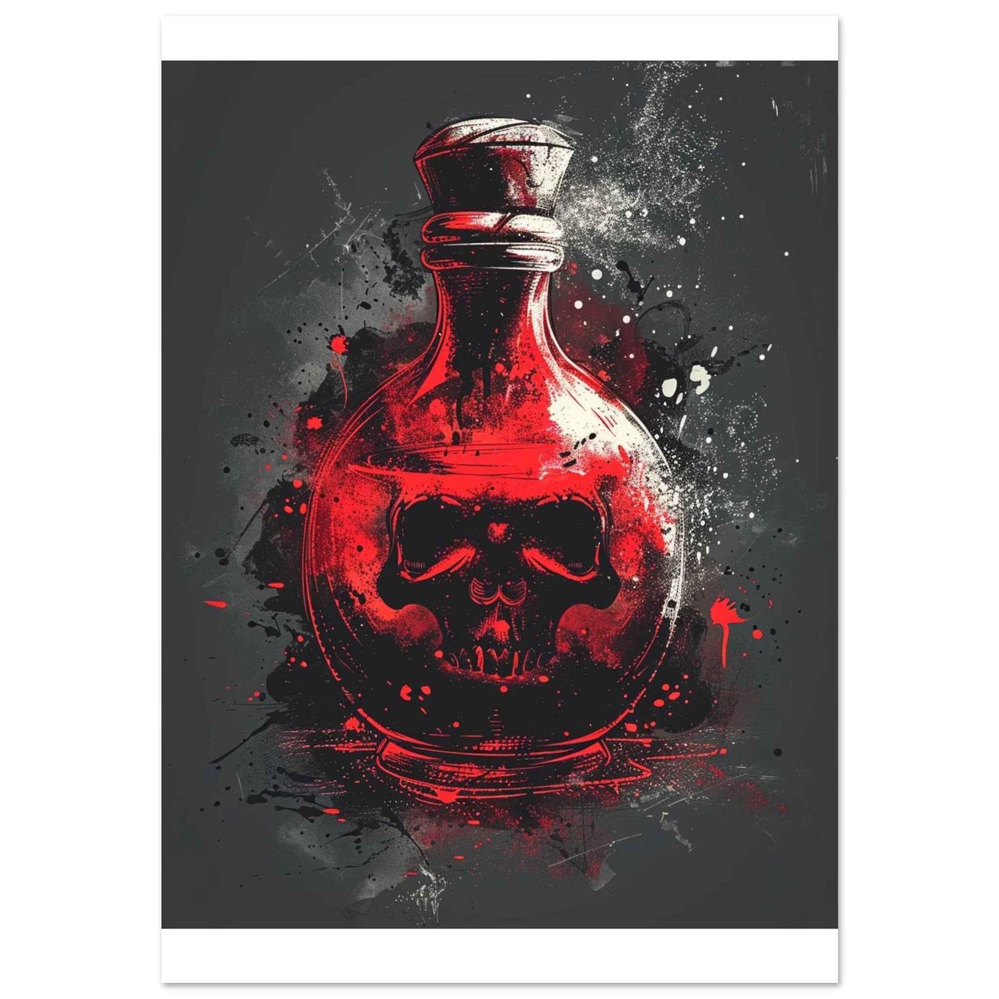 "Crimson Elixir" Poster – Gothic Skull Potion Bottle Wall Art (Multiple Sizes Available)