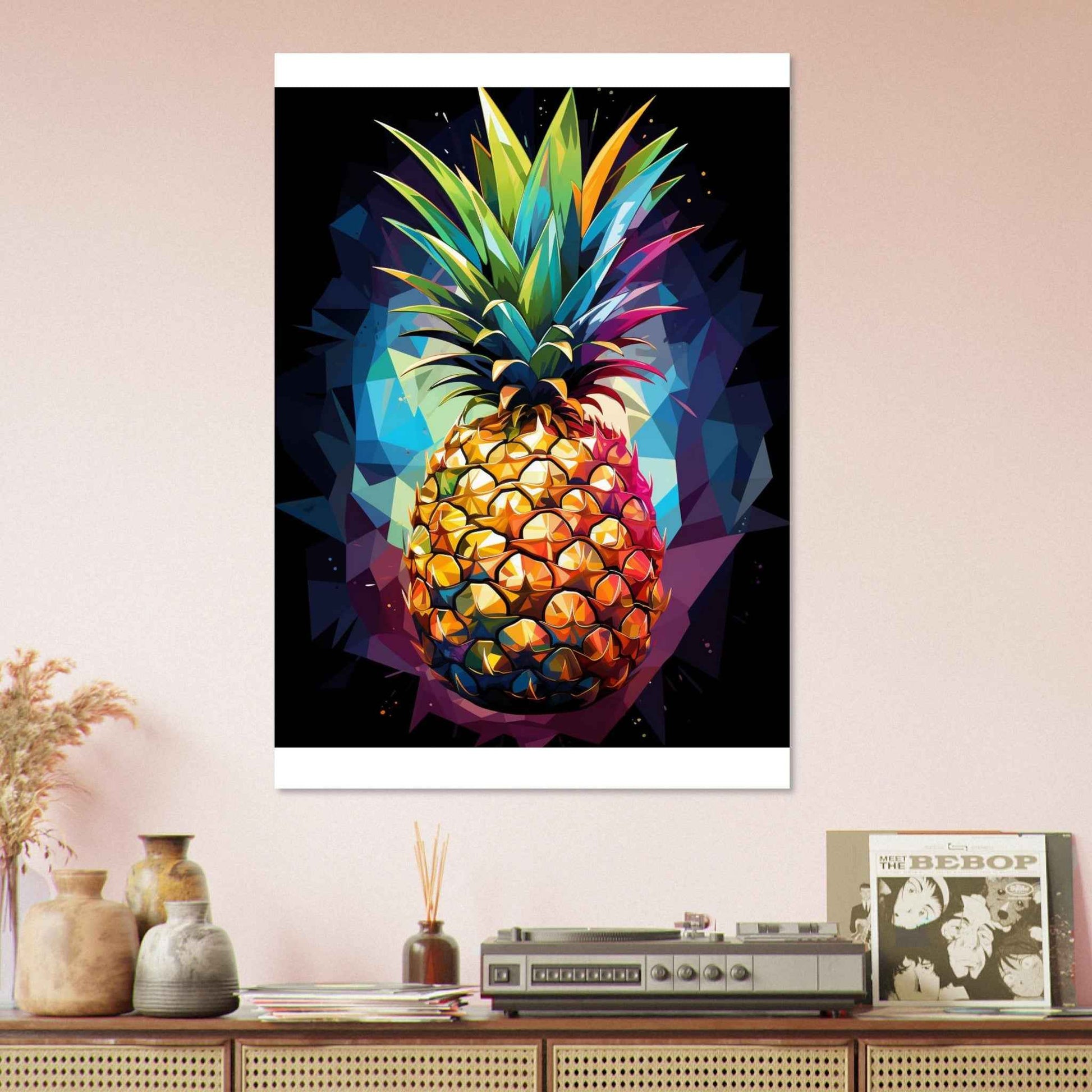 Neon Pineapple Poster – Vibrant Abstract Wall Art (Multiple Sizes Available)