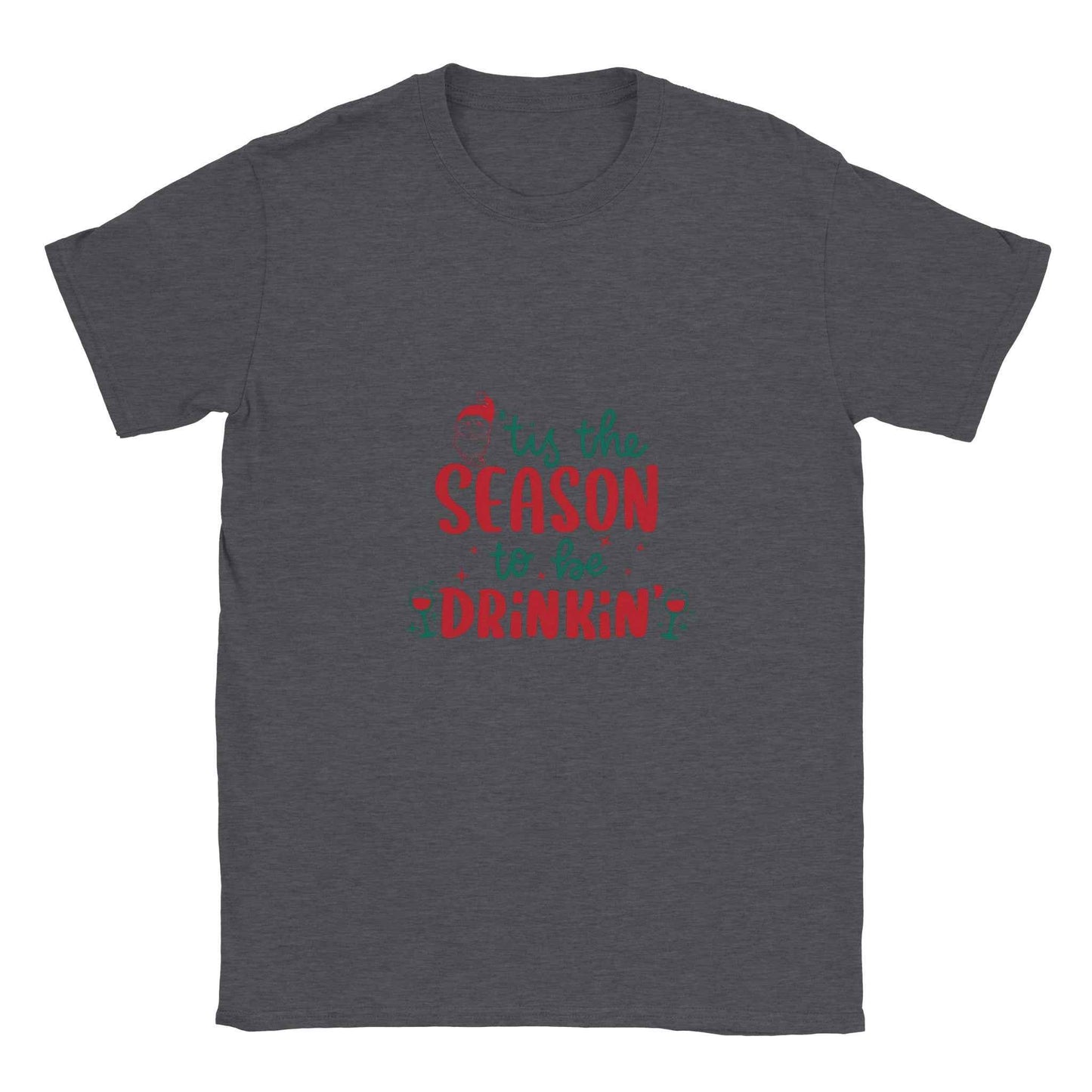 'Tis the Season to be Drinkin' – Funny Santa Holiday Graphic Tee in Your Choice of Festive Colors