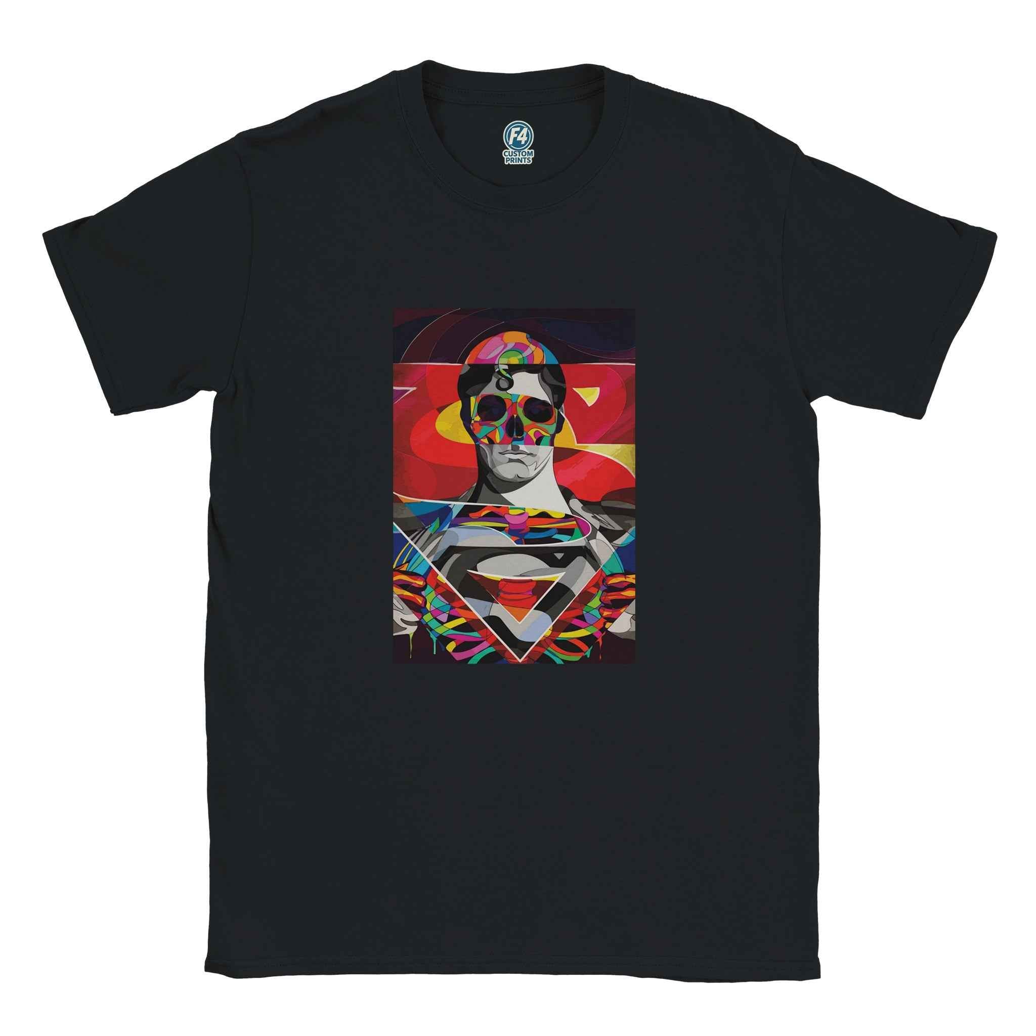 Abstract Superman T-Shirt – Heroic Pop Art Comic-Inspired Graphic Tee in Vibrant Hues