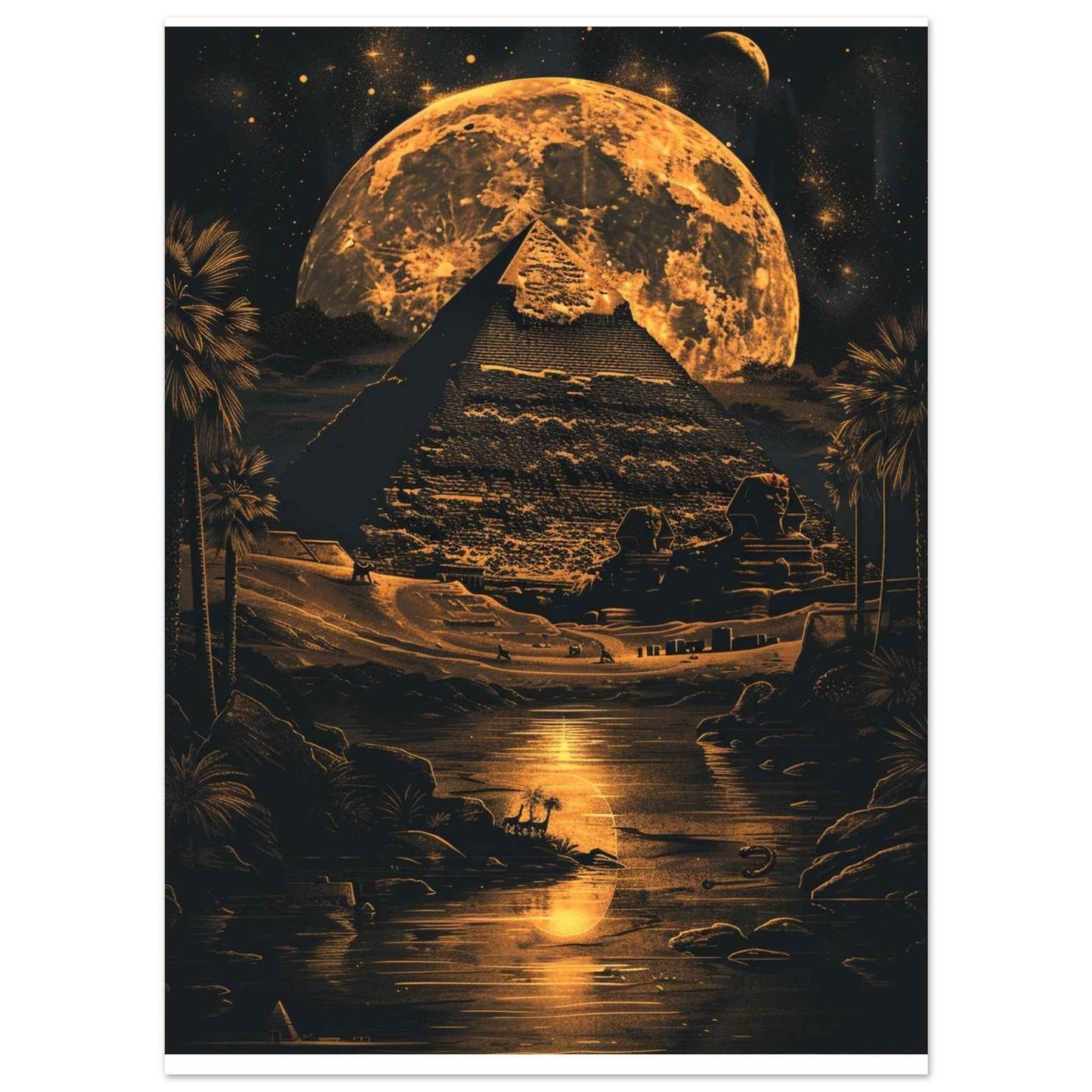 "Desert Moon Pyramid" Poster – Mystical Egyptian Wall Art (Multiple Sizes Available)