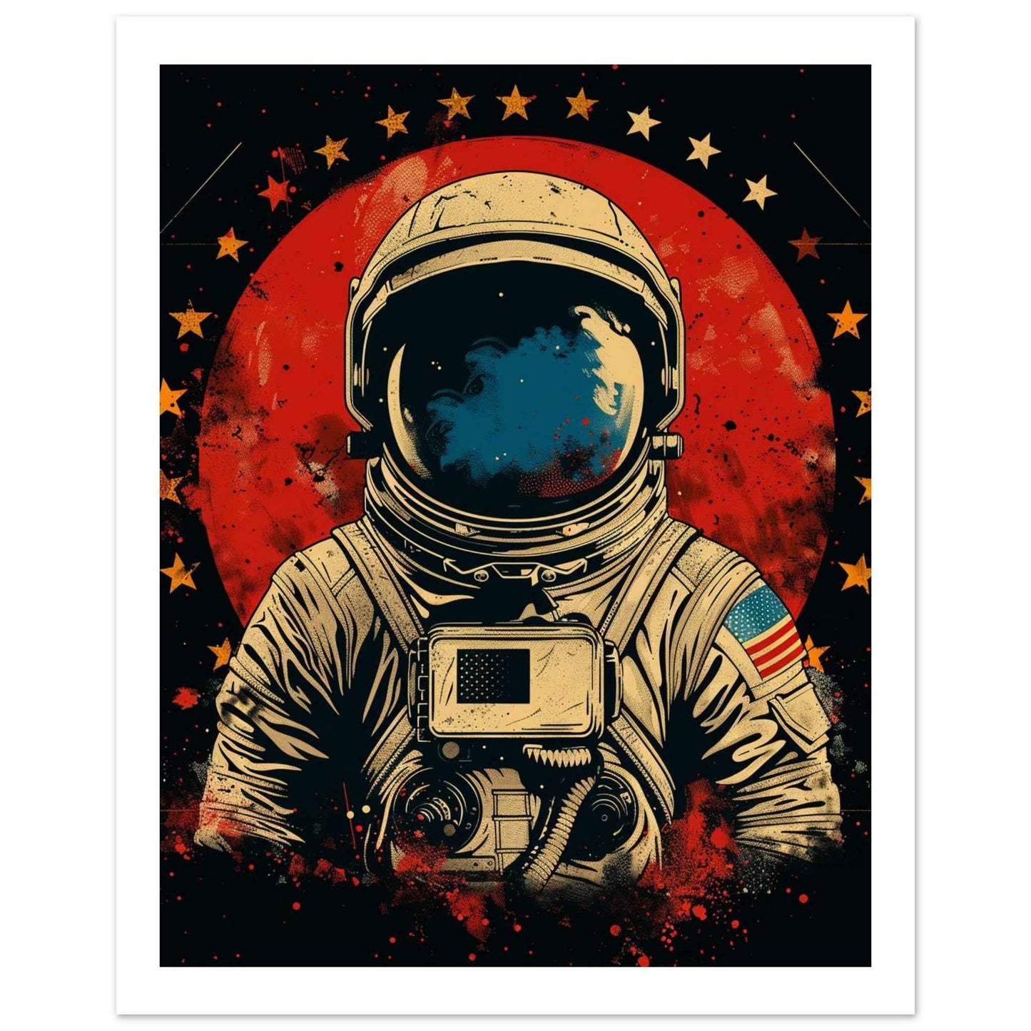Cosmic Explorer Poster – Retro-Futuristic Astronaut Wall Art (Multiple Sizes Available)