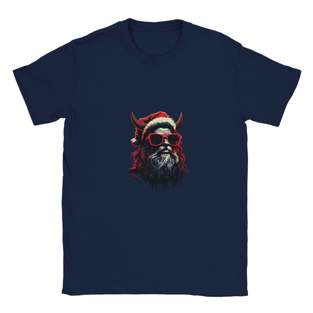 Bad Santa Rocker Tee – Edgy Horned Krampus Christmas Graphic Tee