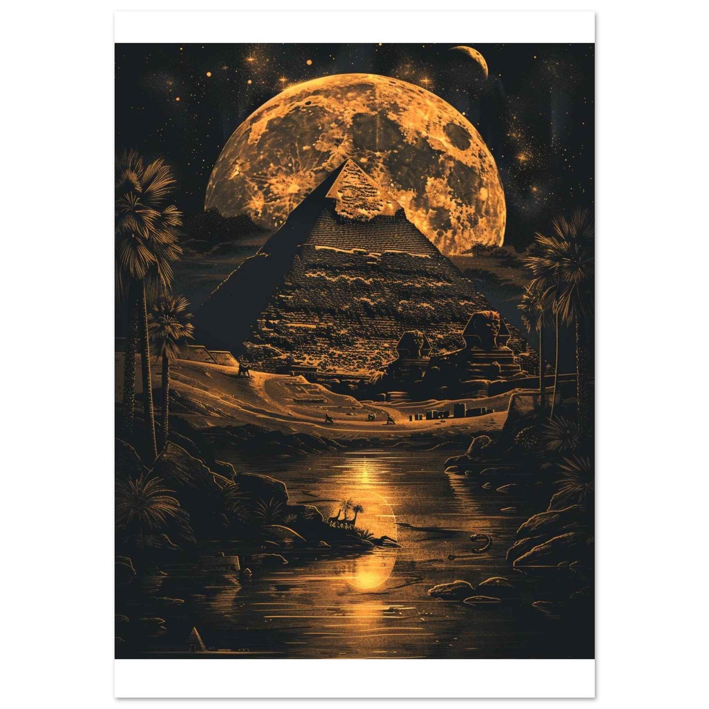 "Desert Moon Pyramid" Poster – Mystical Egyptian Wall Art (Multiple Sizes Available)