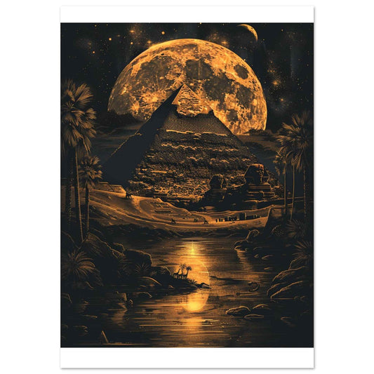 "Desert Moon Pyramid" Poster – Mystical Egyptian Wall Art (Multiple Sizes Available)